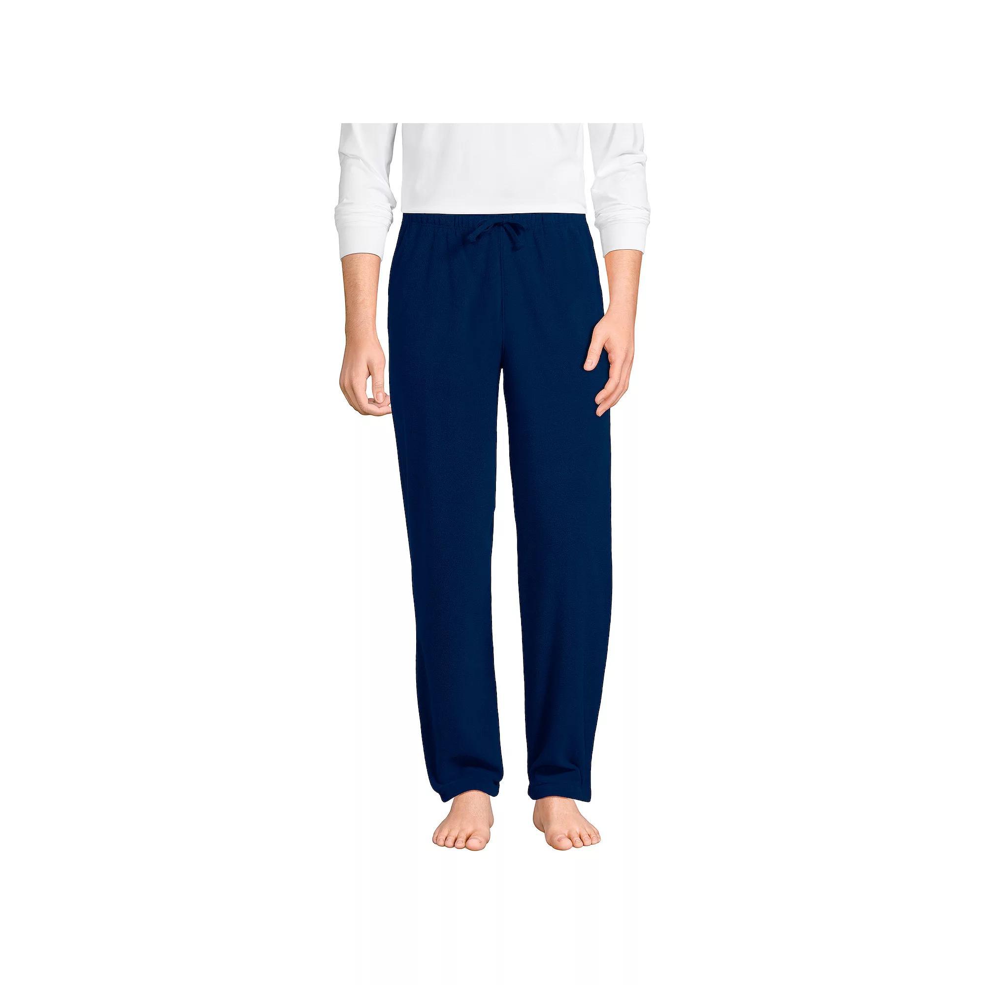 Men's Lands' End Solid Fleece Pajama Pants, Size: Large, Deep  Blue Product Image