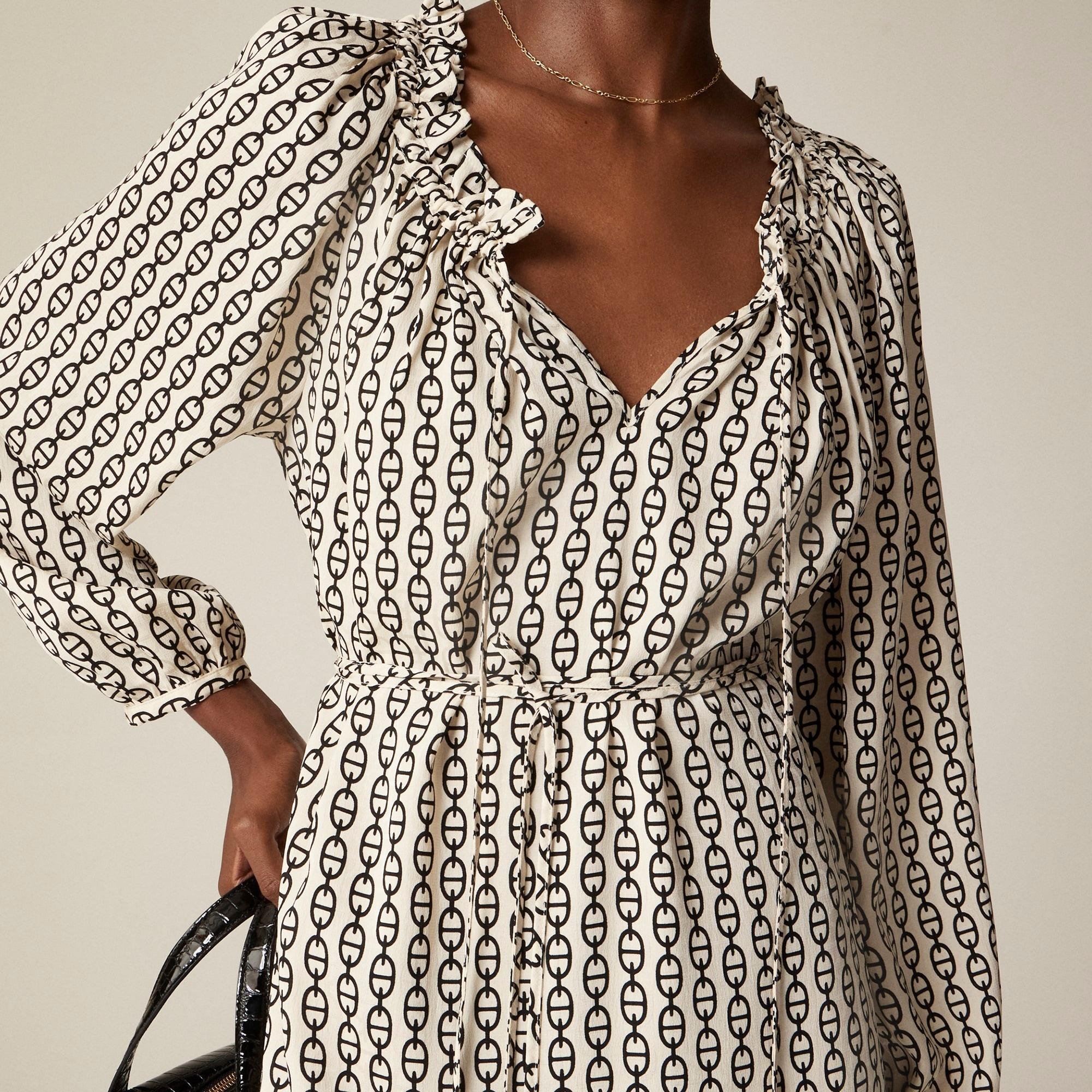 Ruffleneck midi dress in vintage links print Product Image