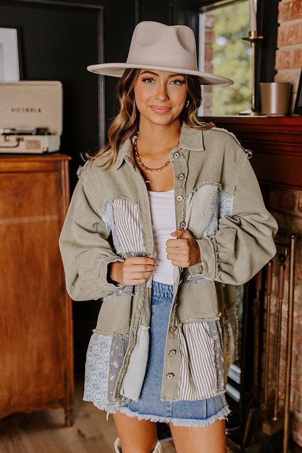 Pick Of The Patch Color Block Jacket in Sage Product Image