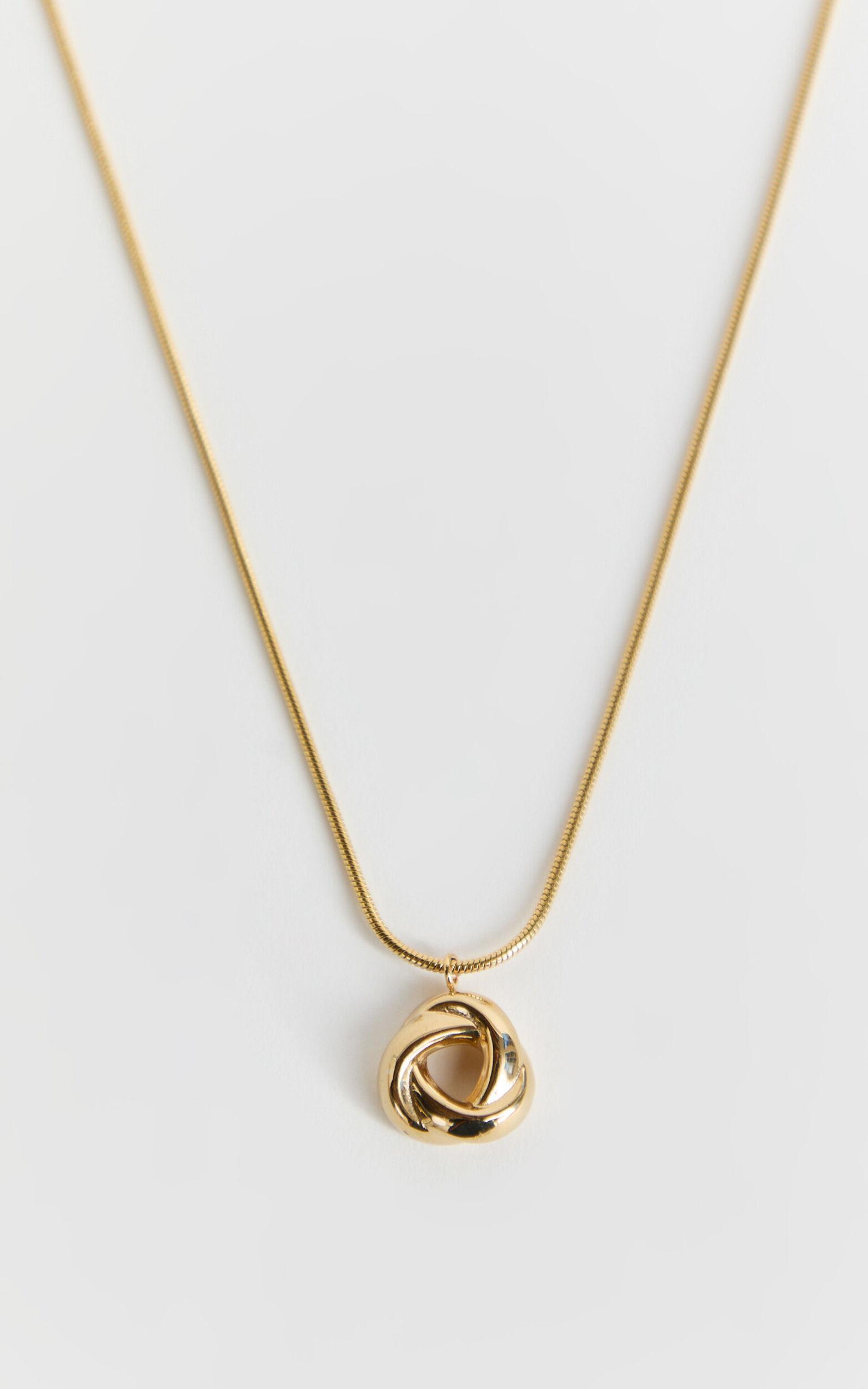 Samantha Necklace - Knot Pendant Necklace in Gold Product Image