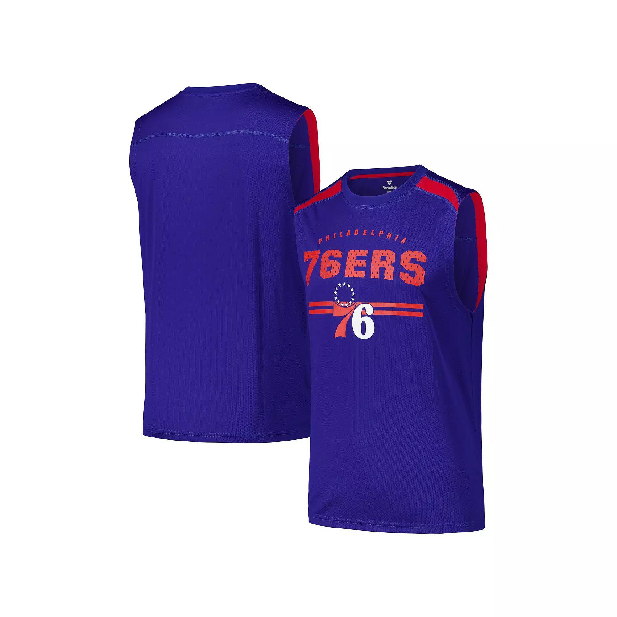 Men's Fanatics Royal Philadelphia 76ers Birdseye Muscle Tank Top, Size: Large, 76r Blue Product Image