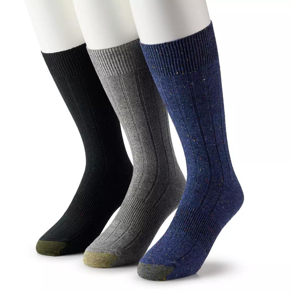 Men's GOLDTOE® 3-pack Hampton Crew Socks, Size: 6-12, Blue Nep Product Image