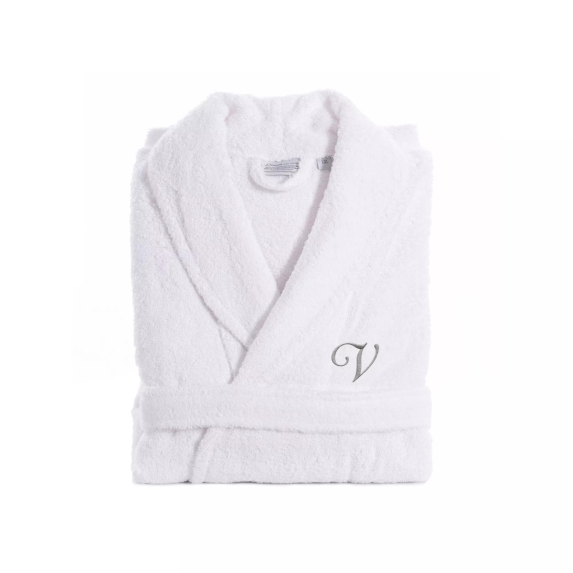 Linum Home Textiles Turkish Cotton Personalized Unisex Tie Front Terry Bathrobe, Men's, Size: Small/Medium, V Product Image
