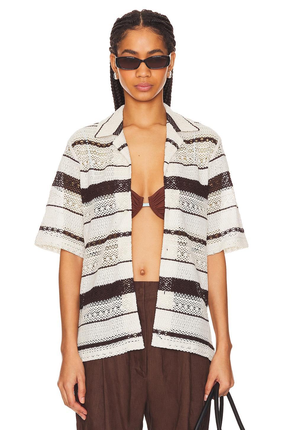 Crochet Stripe Camp Shirt WAO Product Image