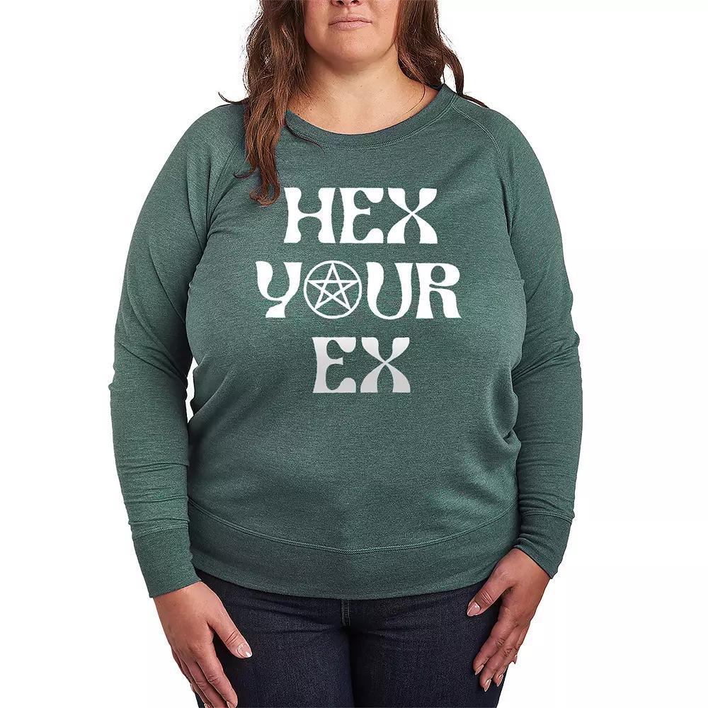 Plus Size Hex Your Ex French Terry Long Sleeve Tee, Womens Heather Grey Product Image