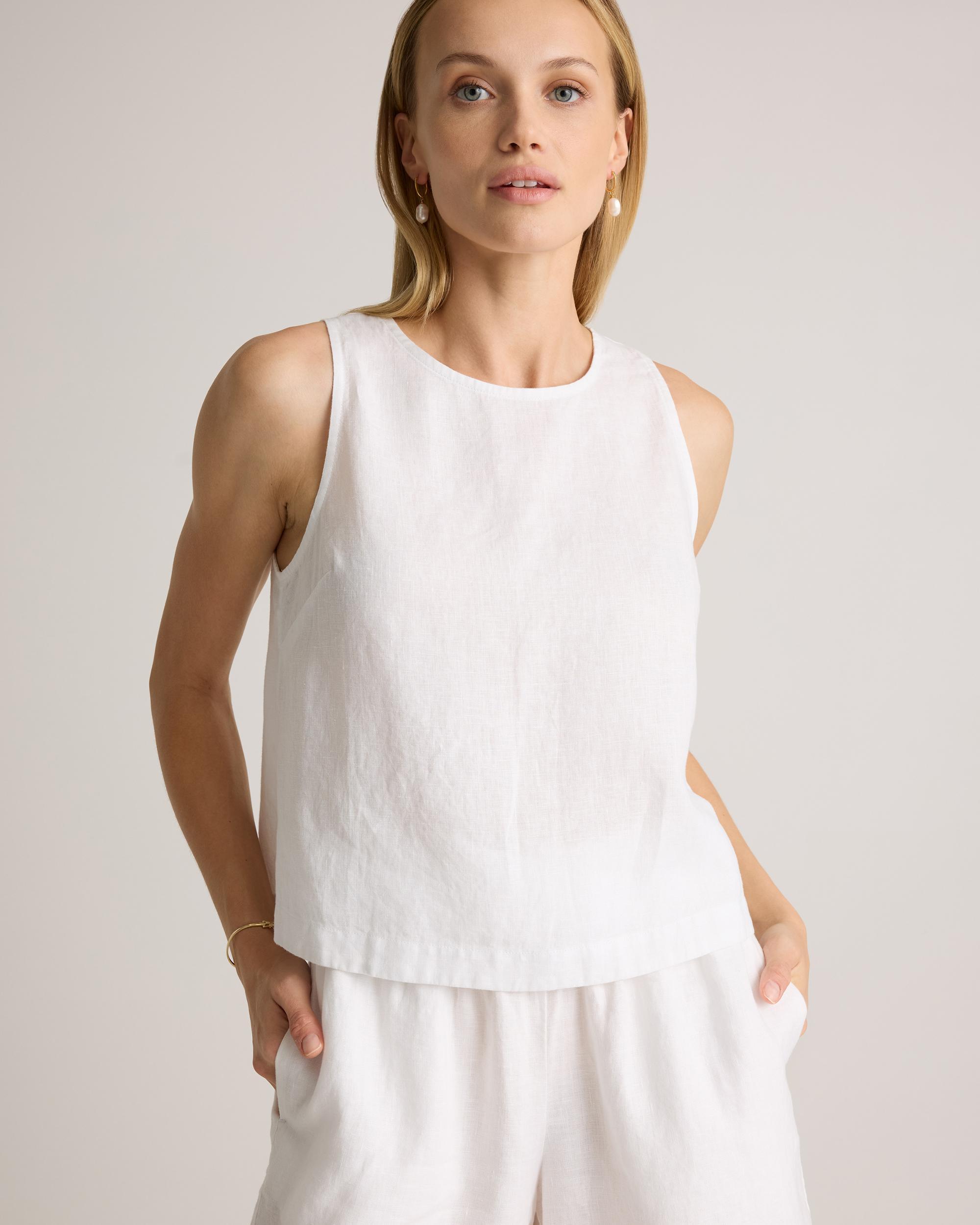 100% European Linen Cropped Tank Product Image