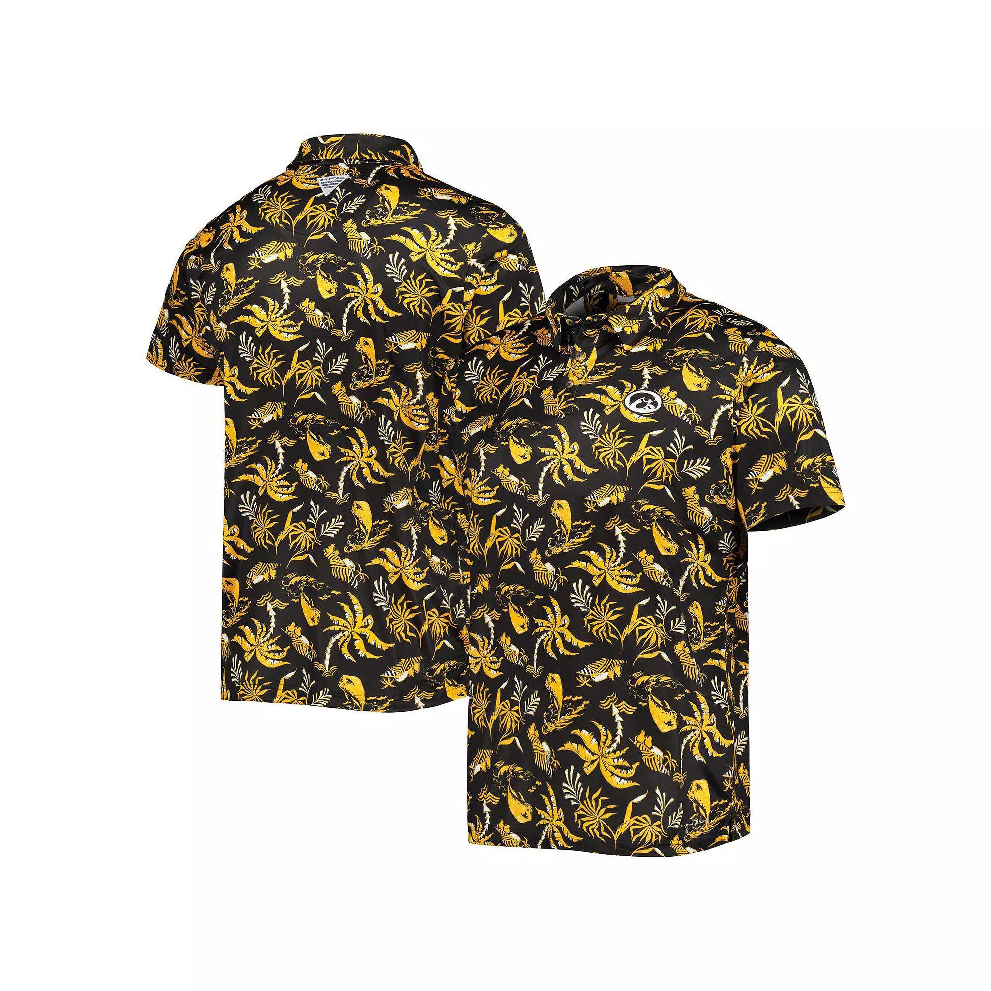 Men's Columbia Black Iowa Hawkeyes Super Terminal Tackle Omni-Shade Polo, Size: Small Product Image
