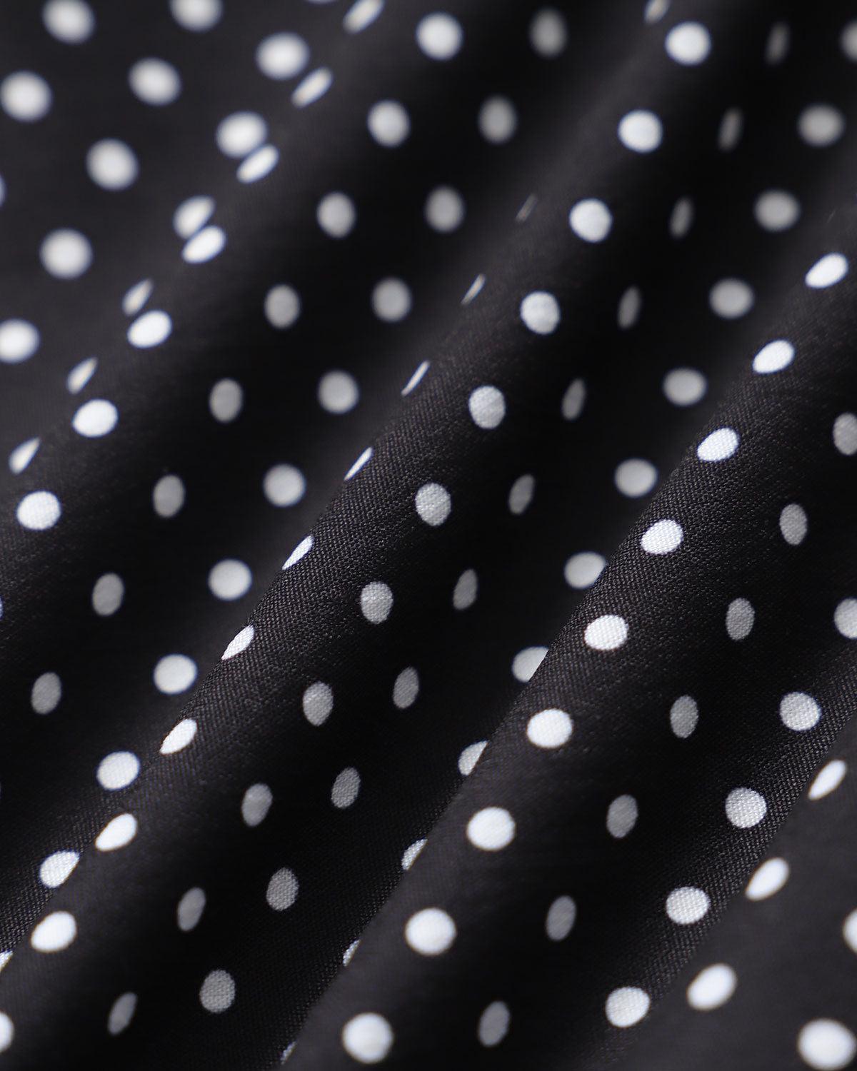 Black Polka Dot Lace Trim Blouse Product Image