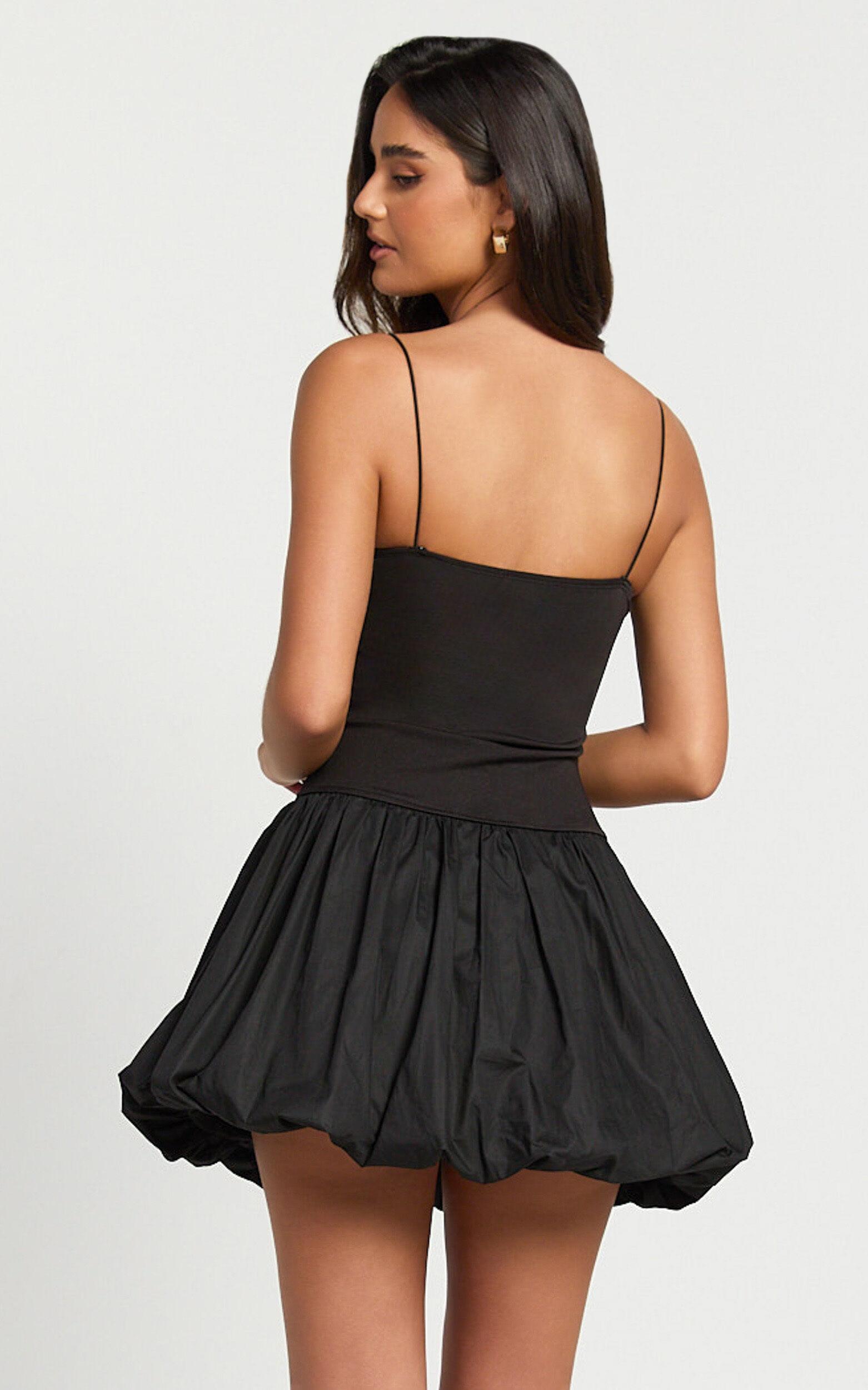 Kristel Mini Dress - Fitted Mini Dress with Bubble Hem in Black Product Image