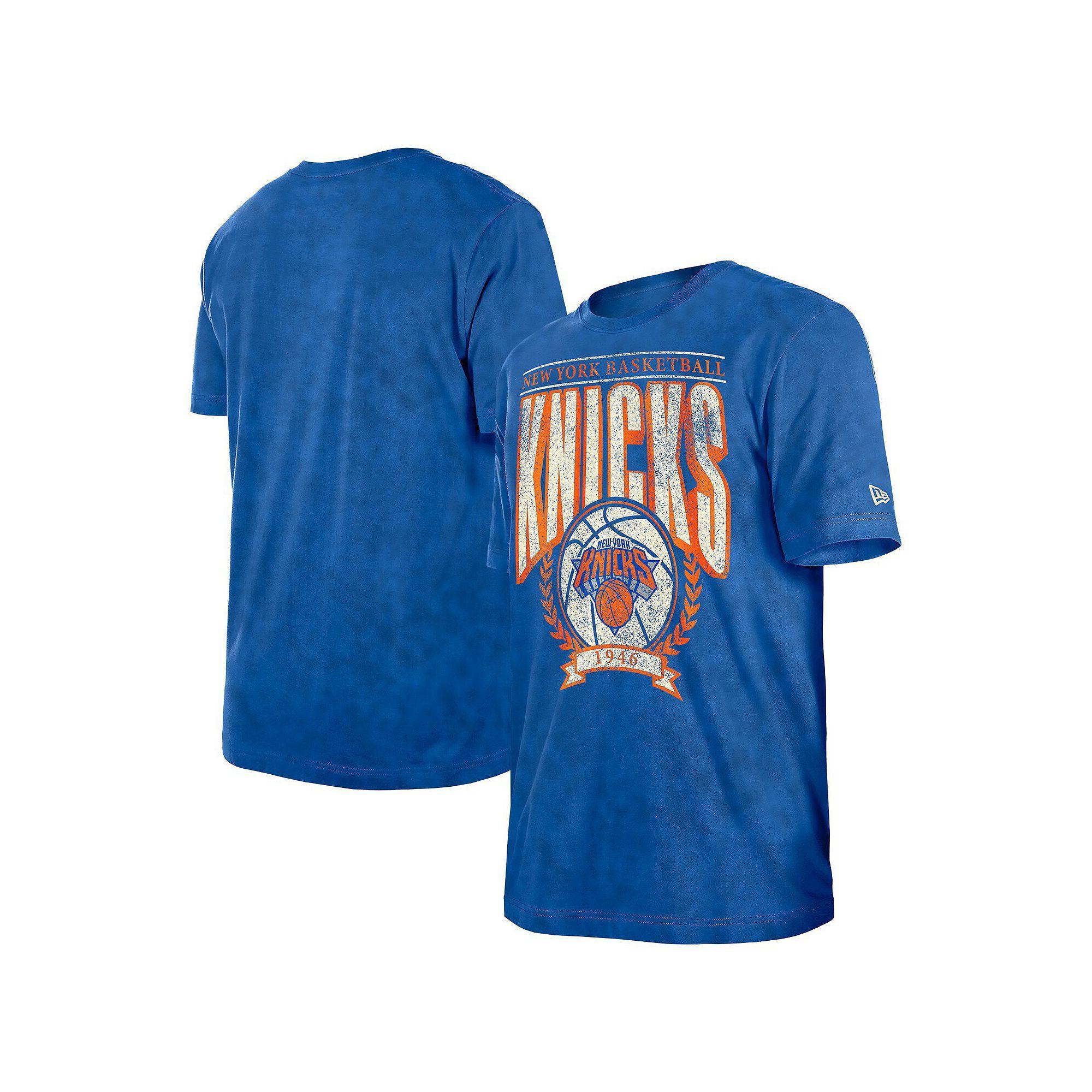 Men's New Era  Blue New York Knicks Hardwood Classics Oversized Boxy Mineral Wash T-Shirt, Size: Small Product Image