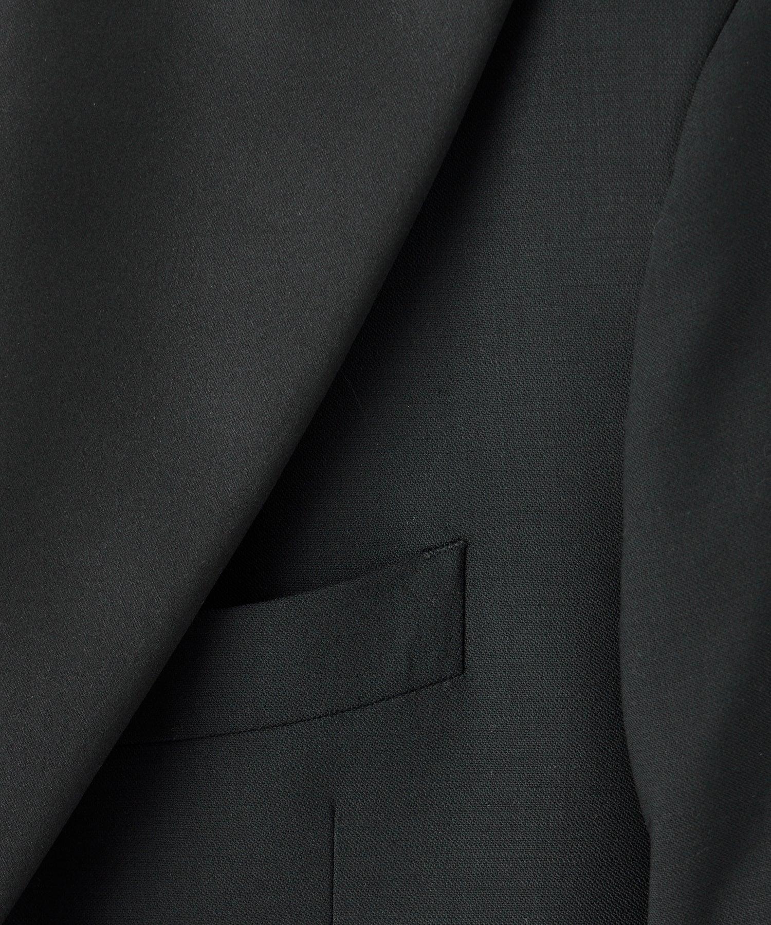 Italian Linen Shawl Collar Tuxedo Jacket in Black Product Image