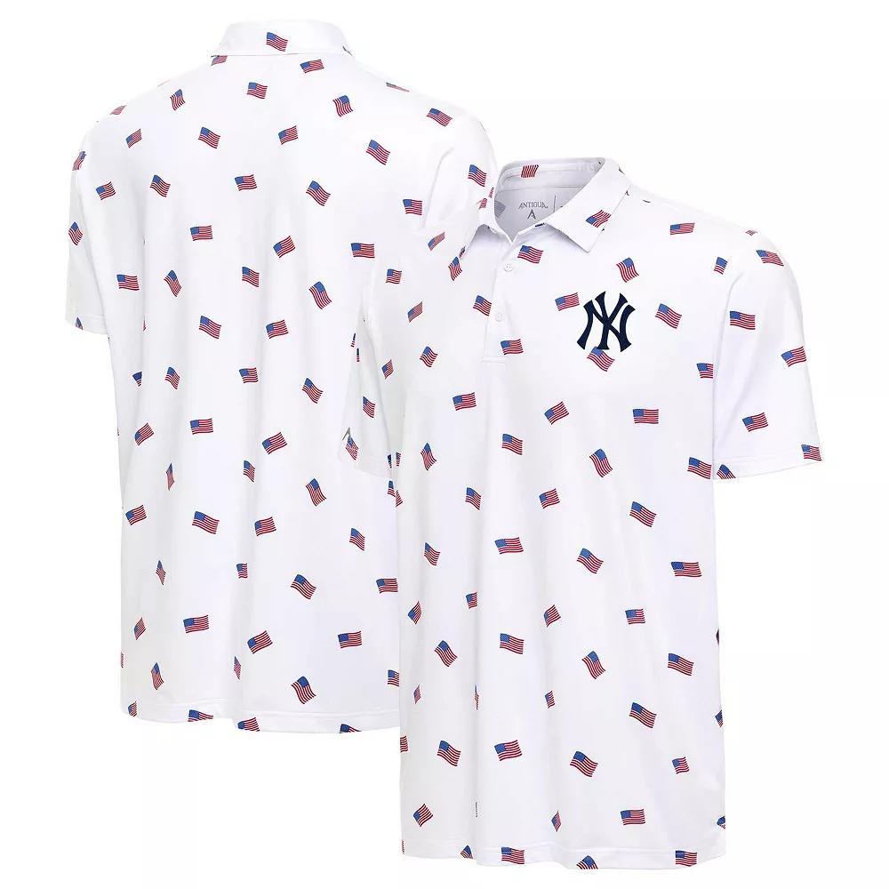 Men's Antigua White New York Yankees  Americana Polo, Size: Small Product Image