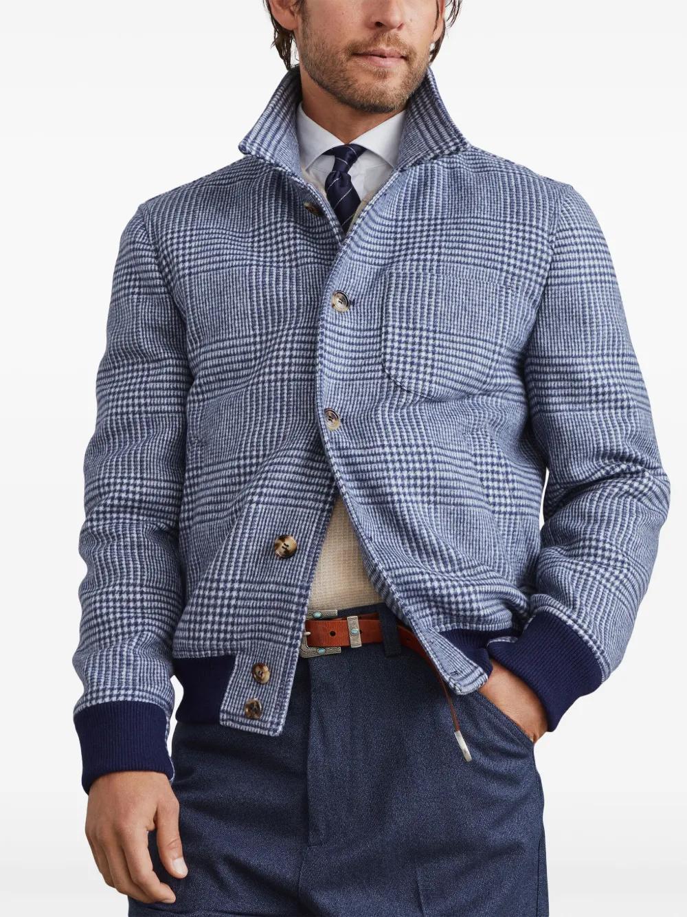 BRUNELLO CUCINELLI Checked Shirt Jacket In Blau Product Image