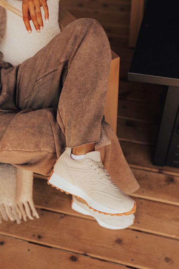 The Blake Corduroy Sneaker in Light Oatmeal Product Image
