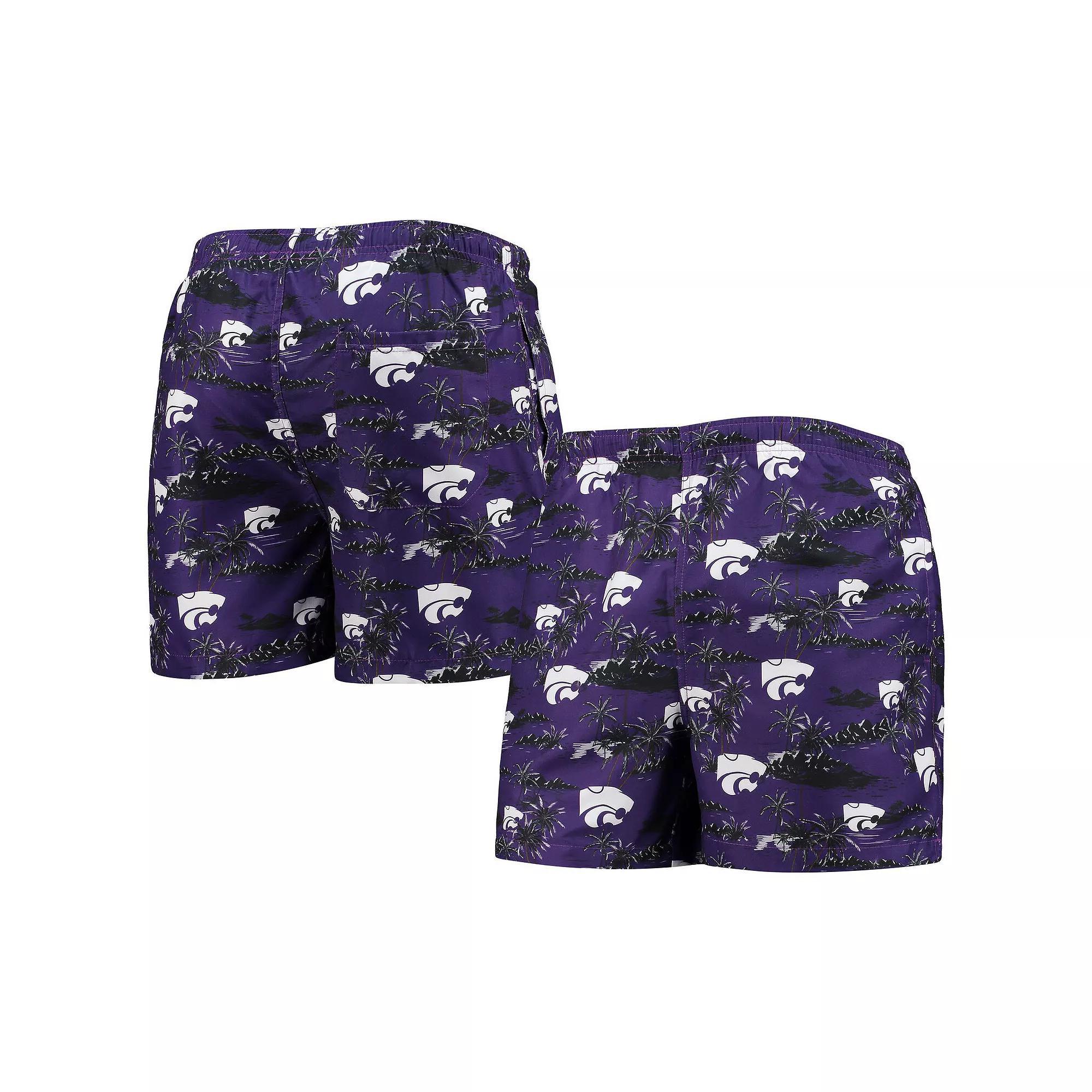 Men's FOCO Purple Kansas State Wildcats Island Palm Swim Trunks, Size: 2XL Product Image