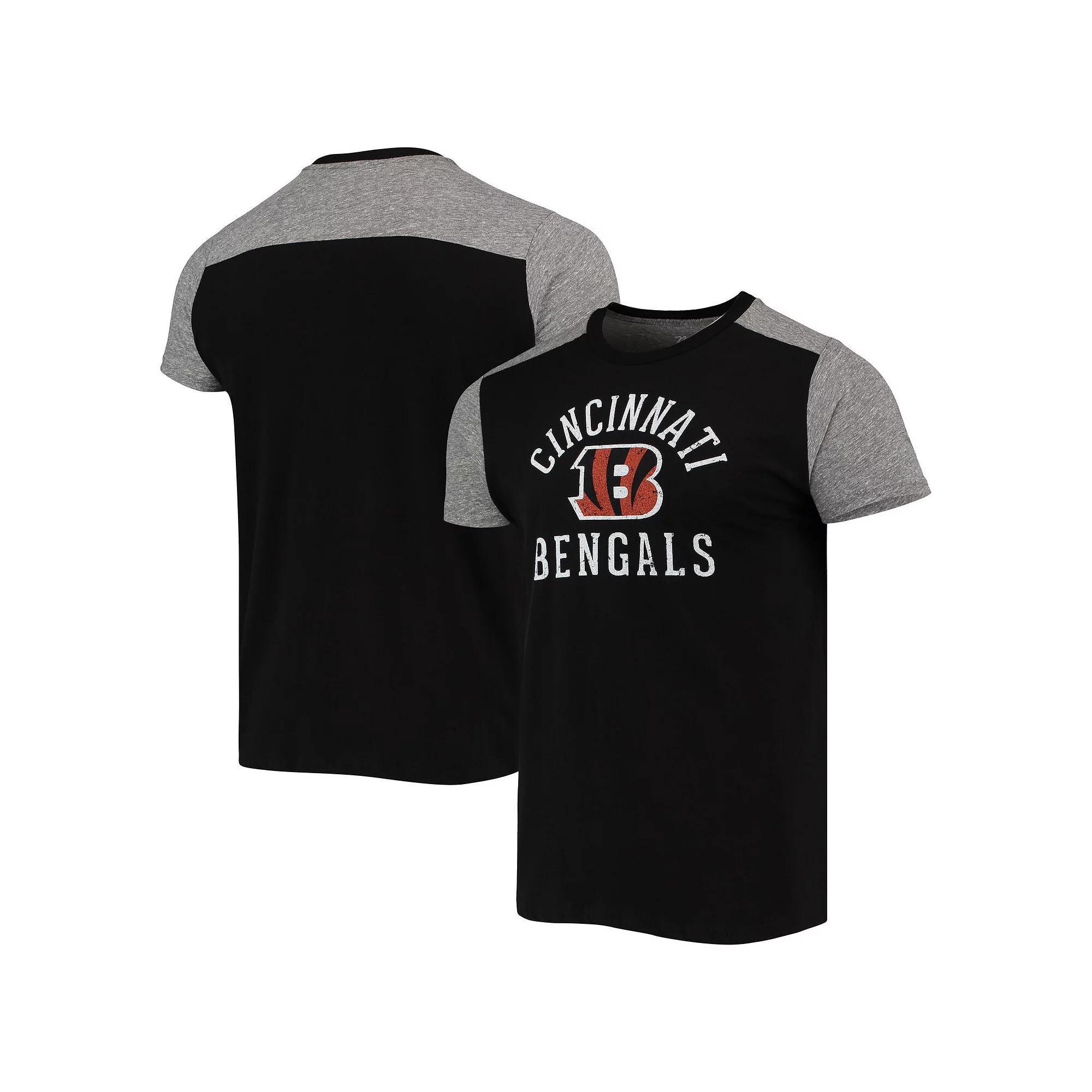 Men's Majestic Threads Black/Gray Cincinnati Bengals Field Goal Slub T-Shirt, Size: XL Product Image