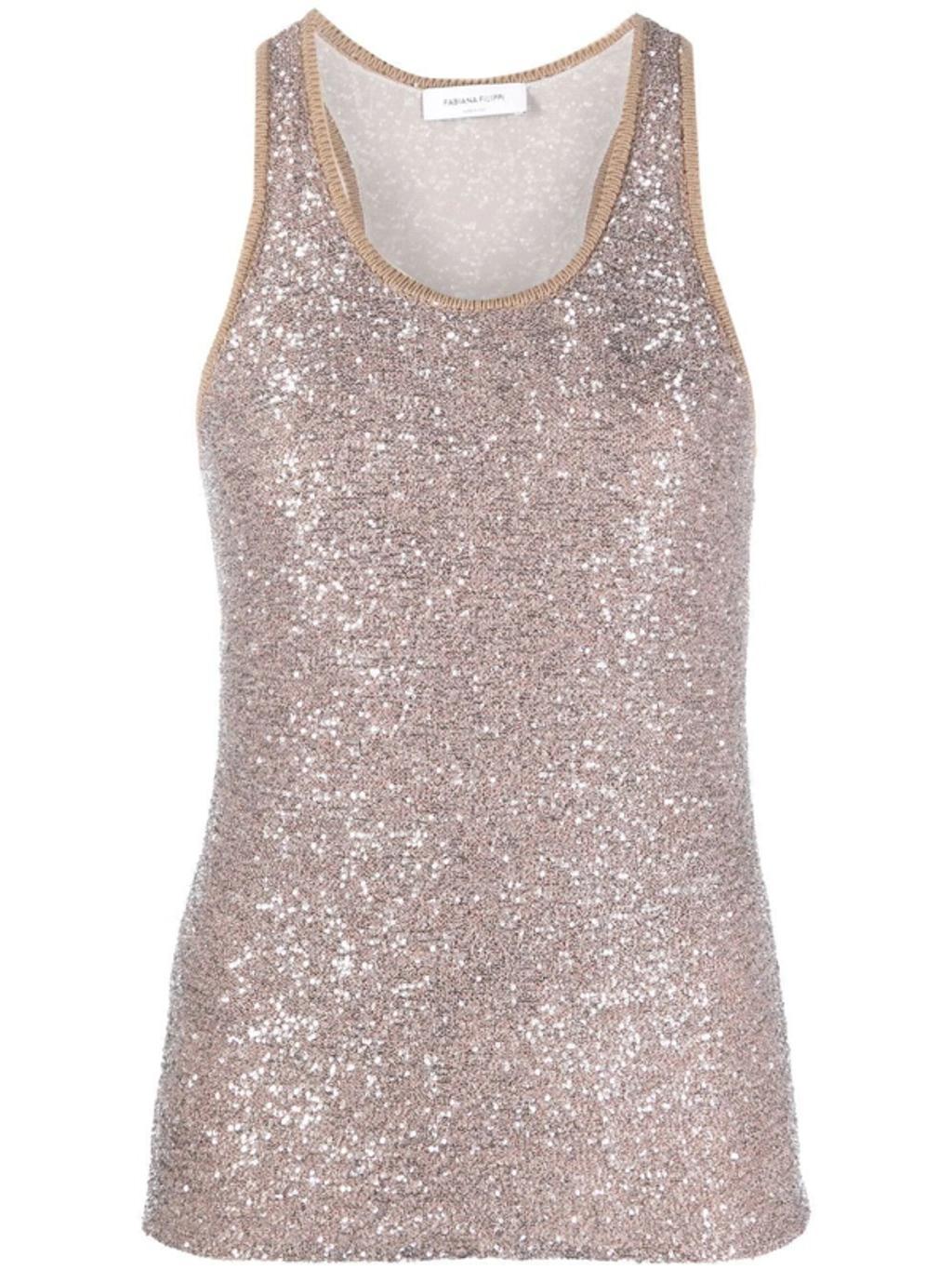 FABIANA FILIPPI Sequin Tank Top In Black Product Image