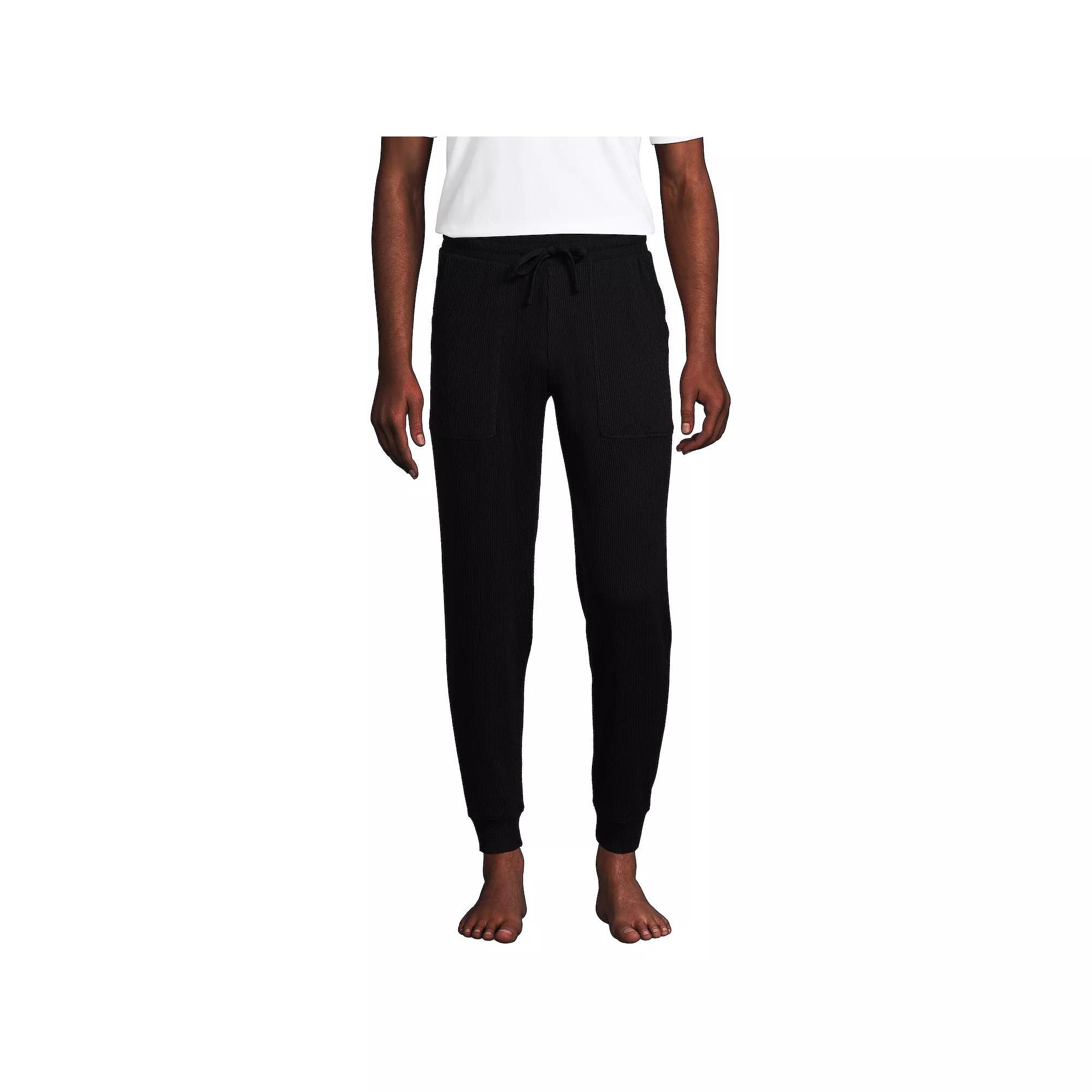 Men's Lands' End Brushed Rib Joggers, Size: Large, Black Product Image