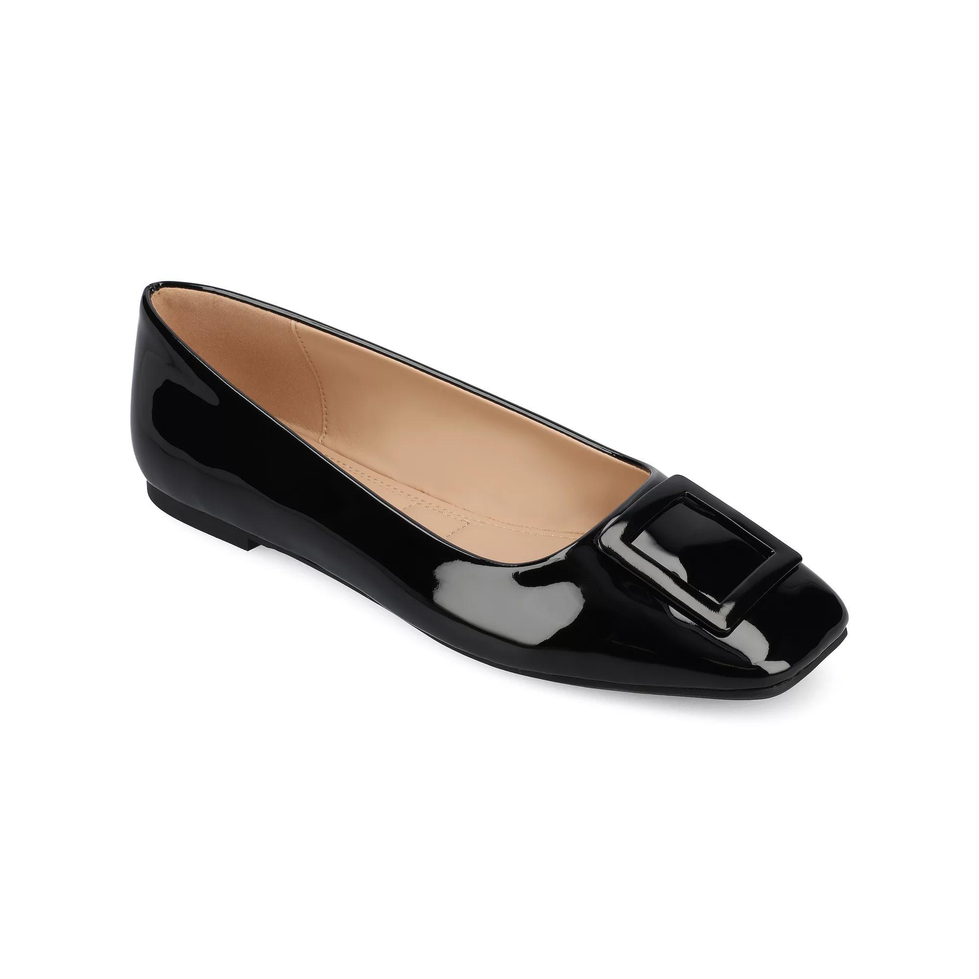Journee Tru Comfort Foam™ Zimia Women's Flats, Size: 7.5, Black Patent Product Image
