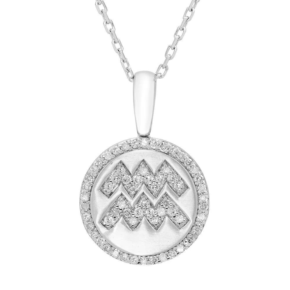 It's Personal Sterling Silver 1/6 Carat T.W. Diamond Zodiac Sign Necklace, Women's, Size: 16-18" ADJ, Cancer Product Image