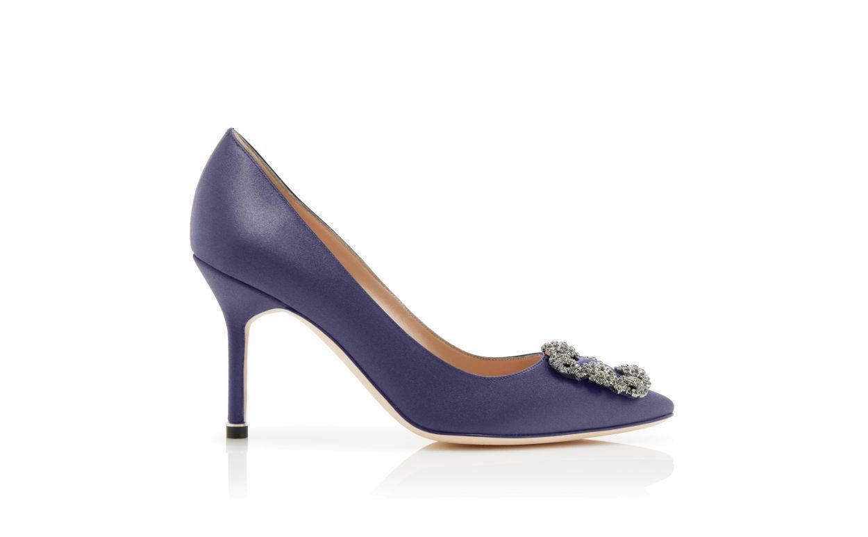 HANGISI 90 Dark Blue Satin Jewel Buckle Pumps Product Image
