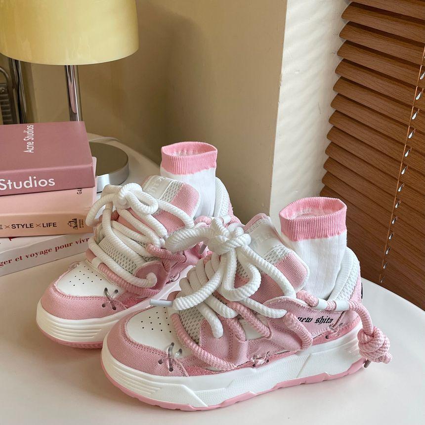 Platform Panel Mesh Sneakers Product Image