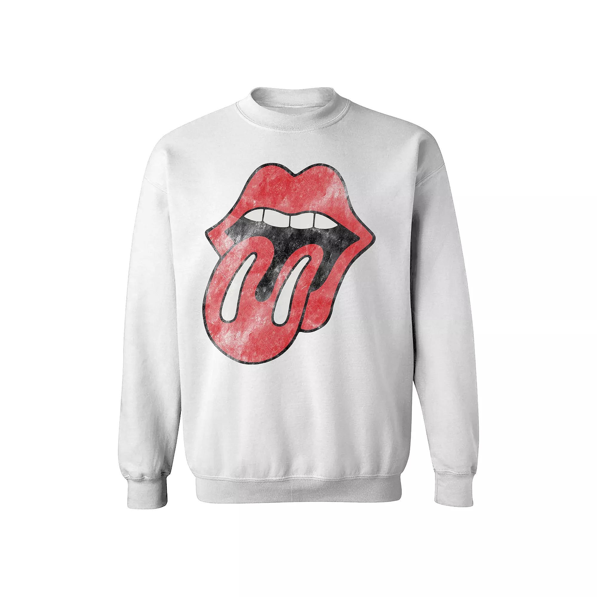 Men's Rolling Stones Vintage Tongue Sweatshirt, Size: Large, White Product Image