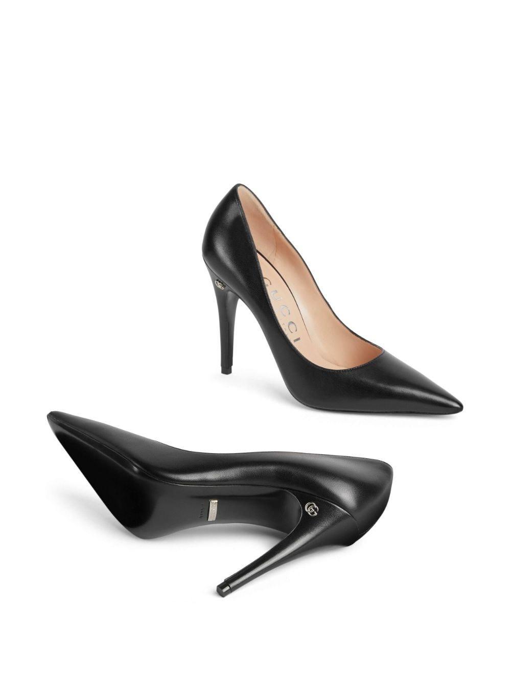 Pointed-toe Leather Pumps In Black Product Image