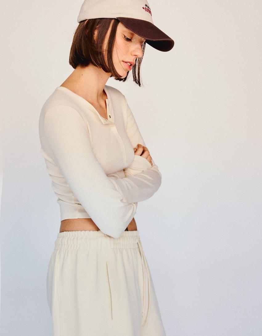 Long sleeve henley T-shirt Product Image