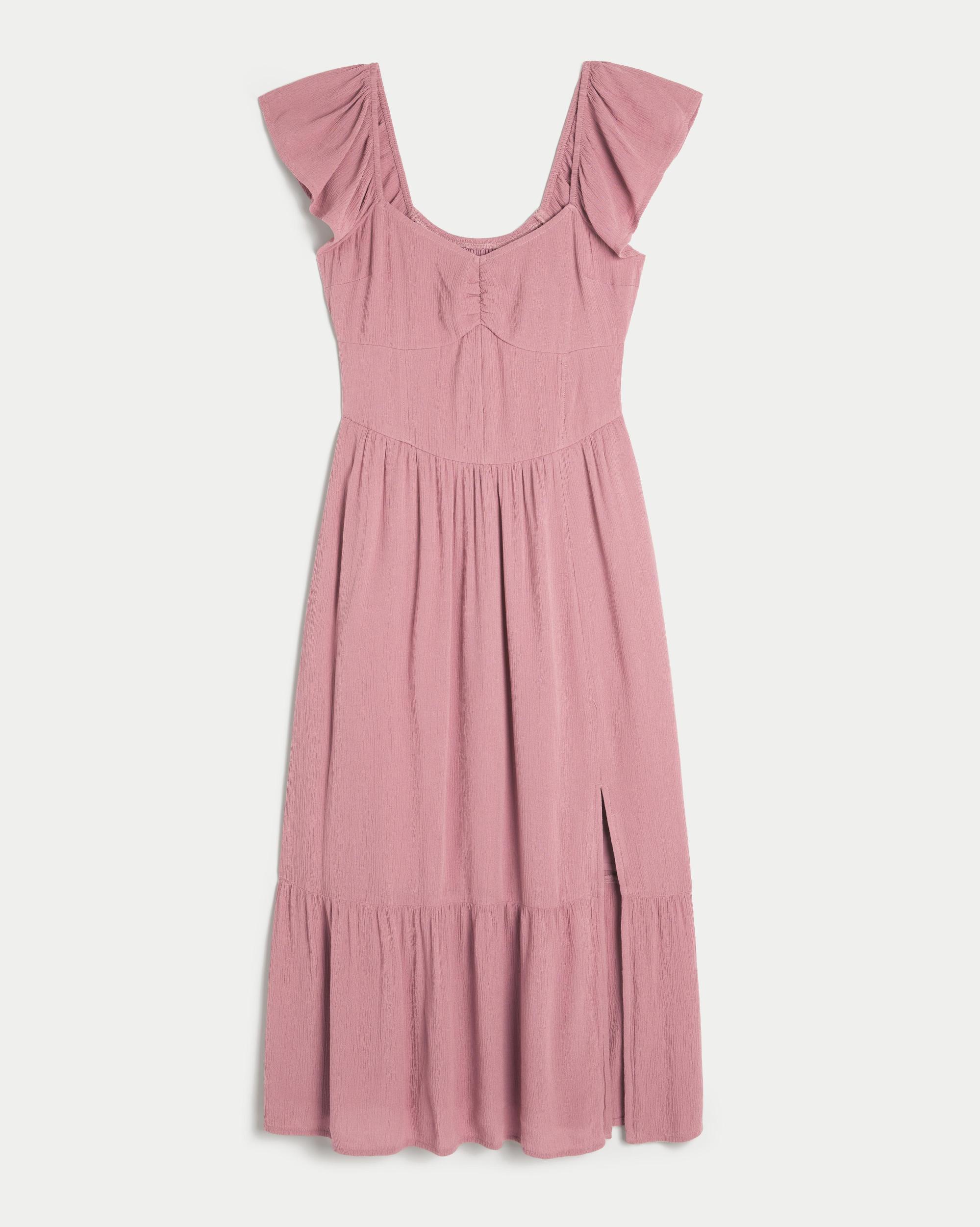 Cinch Bust V-Waist Midi Dress Product Image