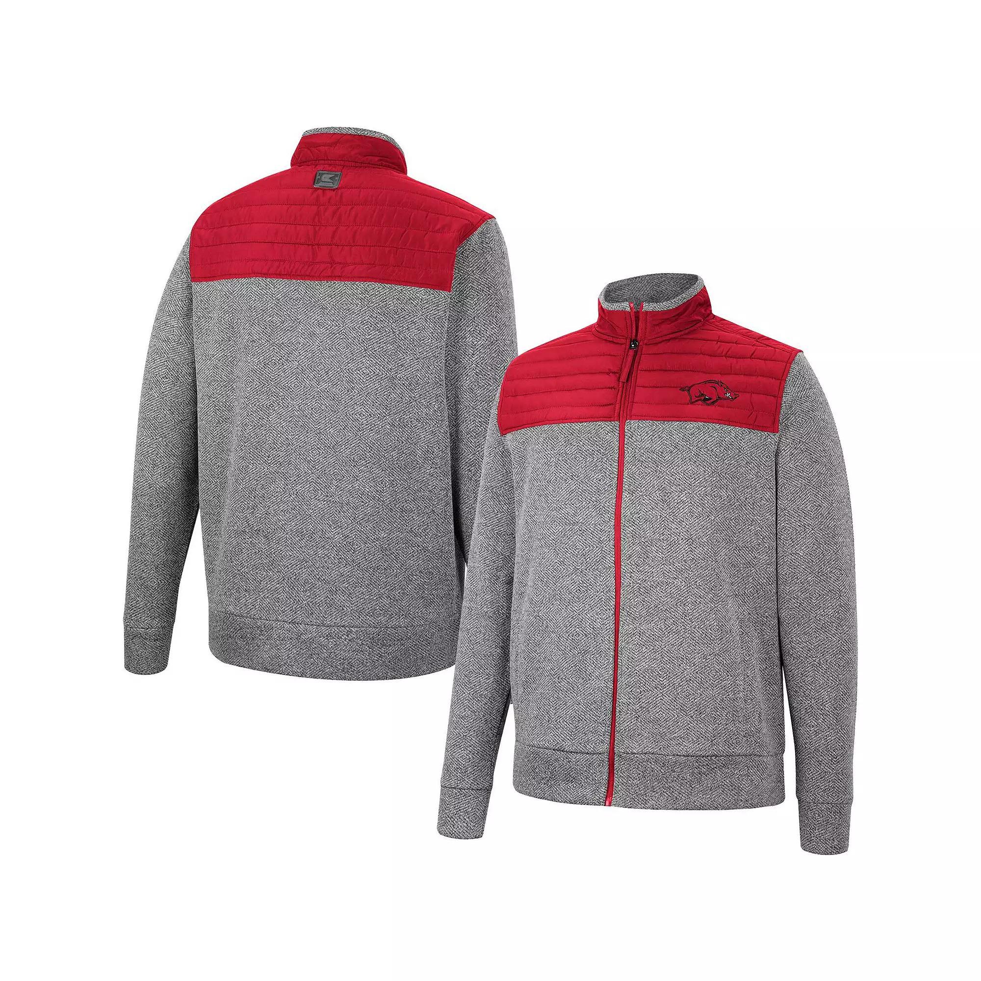Men's Colosseum Gray/Cardinal Oklahoma Sooners Putter Herringbone Full-Zip Jacket, Size: XL, Charco Product Image