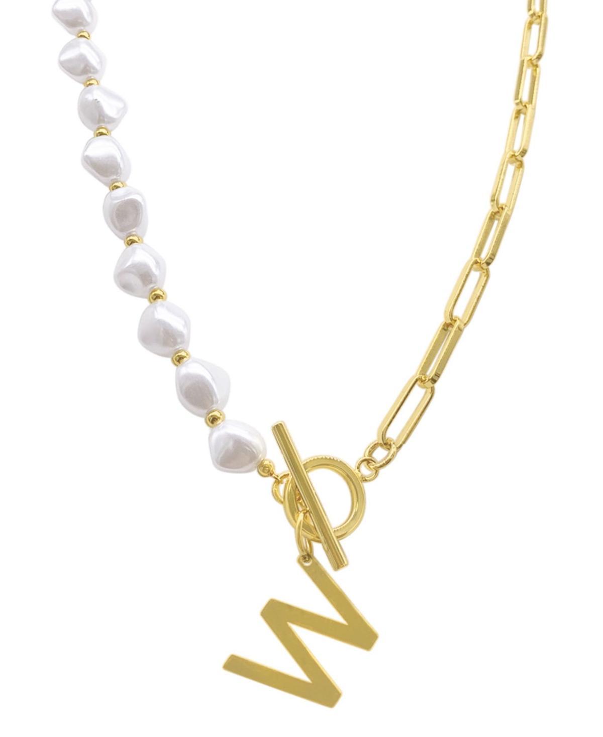 Adornia Simulated Pearl & Paperclip Chain Initial Toggle Necklace, Womens, Gold Tone G Product Image
