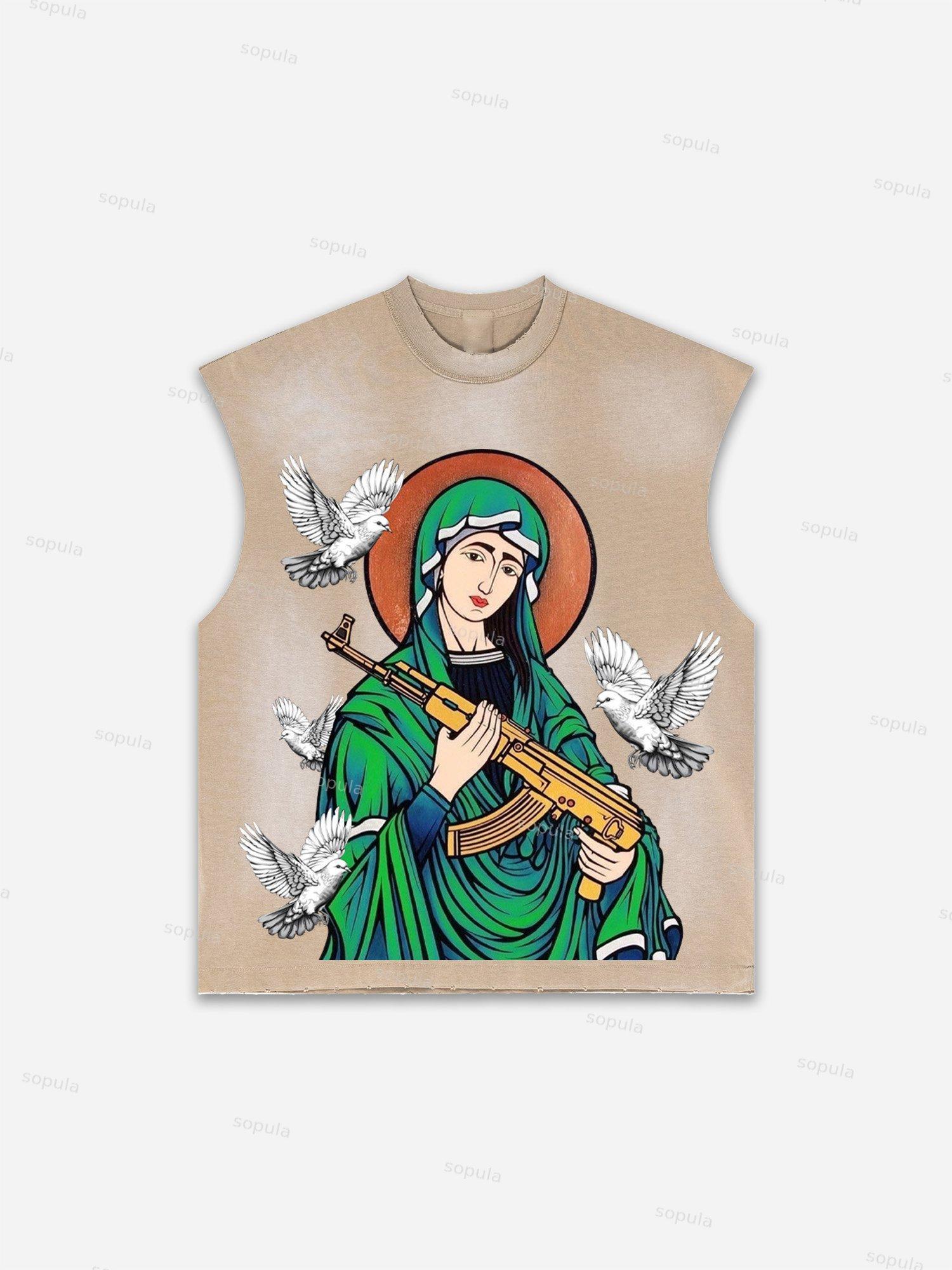 Men's Washed Savage Eagle Head Print Tank Top Product Image