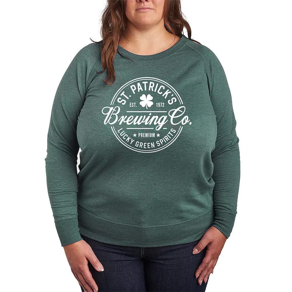 Plus Size St. Patricks Brewing Co French Terry Long Sleeve Tee, Women's, Size: 4XL, Grey Green Product Image