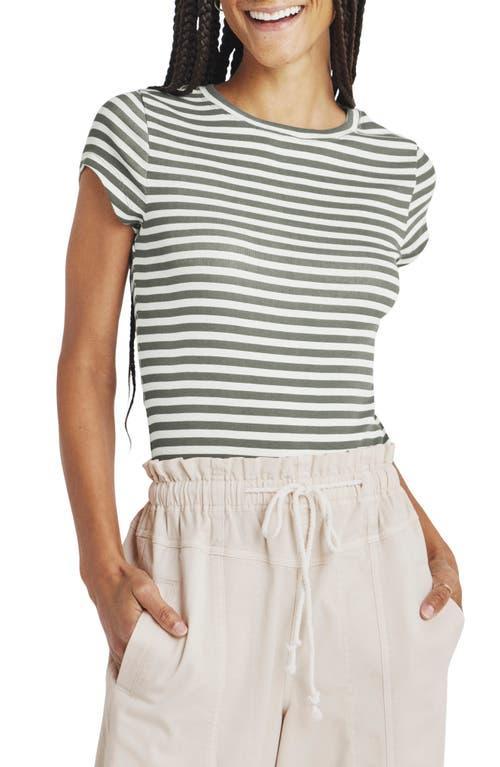 Splendid Benson Striped Short Sleeve Crew Tee (Ash Navy/Moonstone) Women's Clothing Product Image