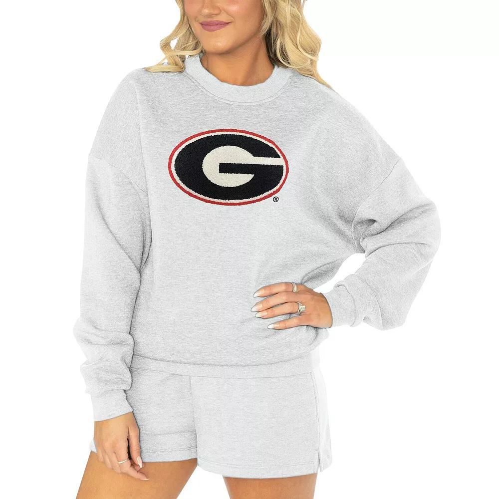 Women's Gameday Couture Ash Georgia Bulldogs Team Effort Pullover Sweatshirt & Shorts Sleep Set, Size: 2XL, Black Product Image