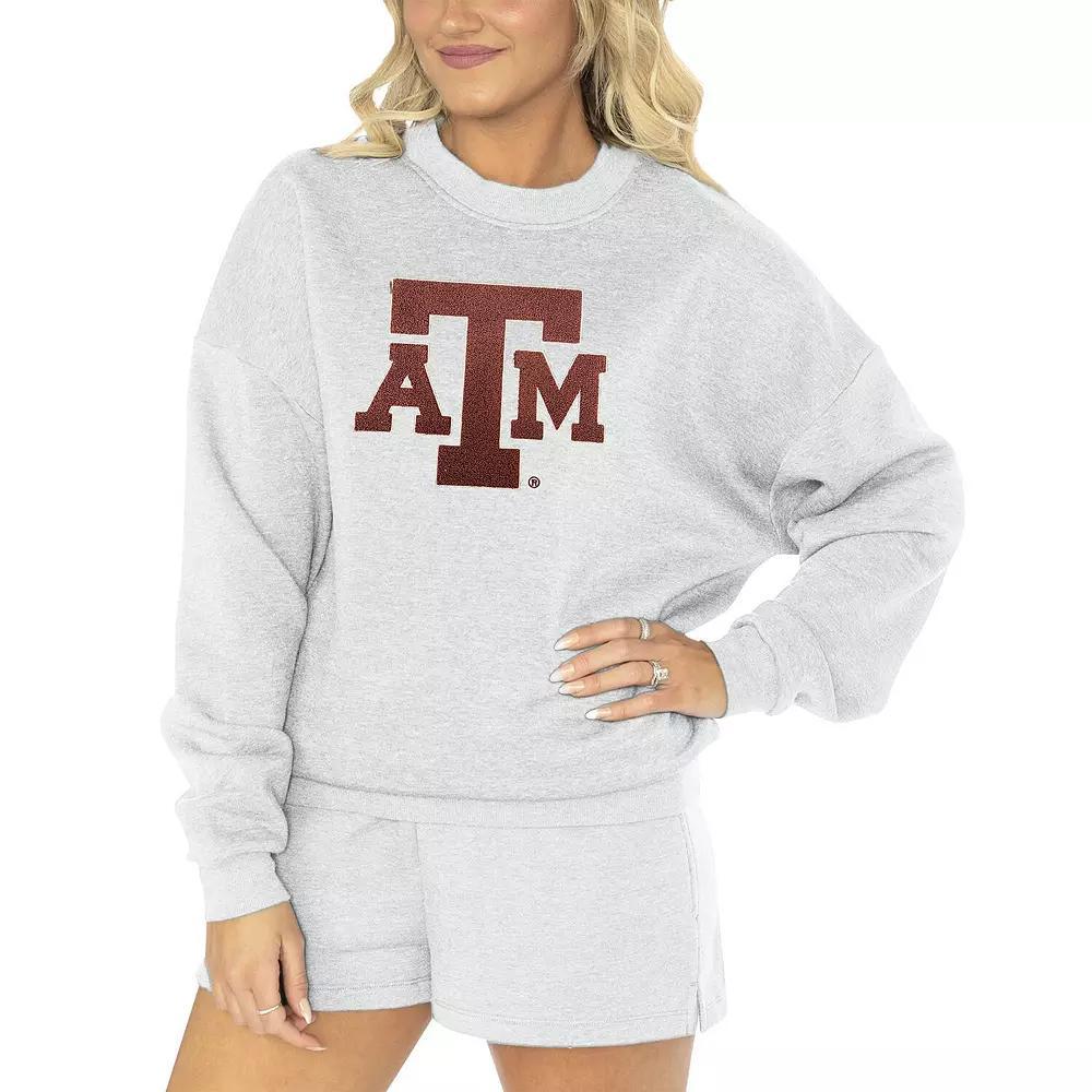 Women's Gameday Couture Ash Texas A&M Aggies Team Effort Pullover Sweatshirt & Shorts Sleep Set, Size: Large, Black Product Image