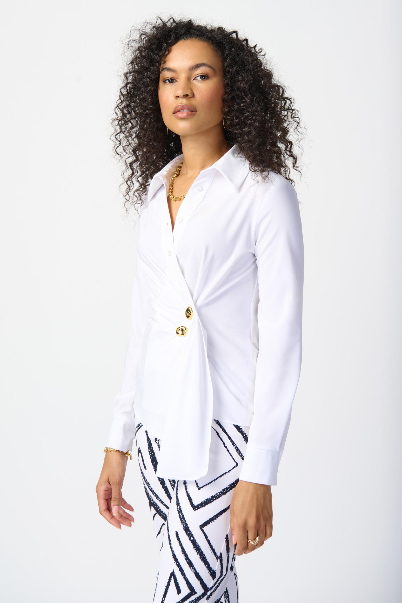 Stretch Woven Wrap Blouse Product Image