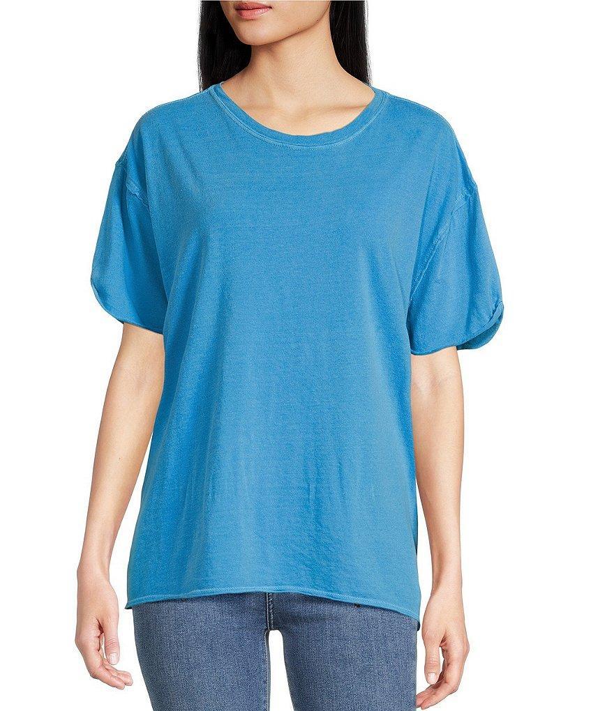 Free People Nina Short Sleeve Raw Edge Crew Neck Boxy Tee Shirt Product Image