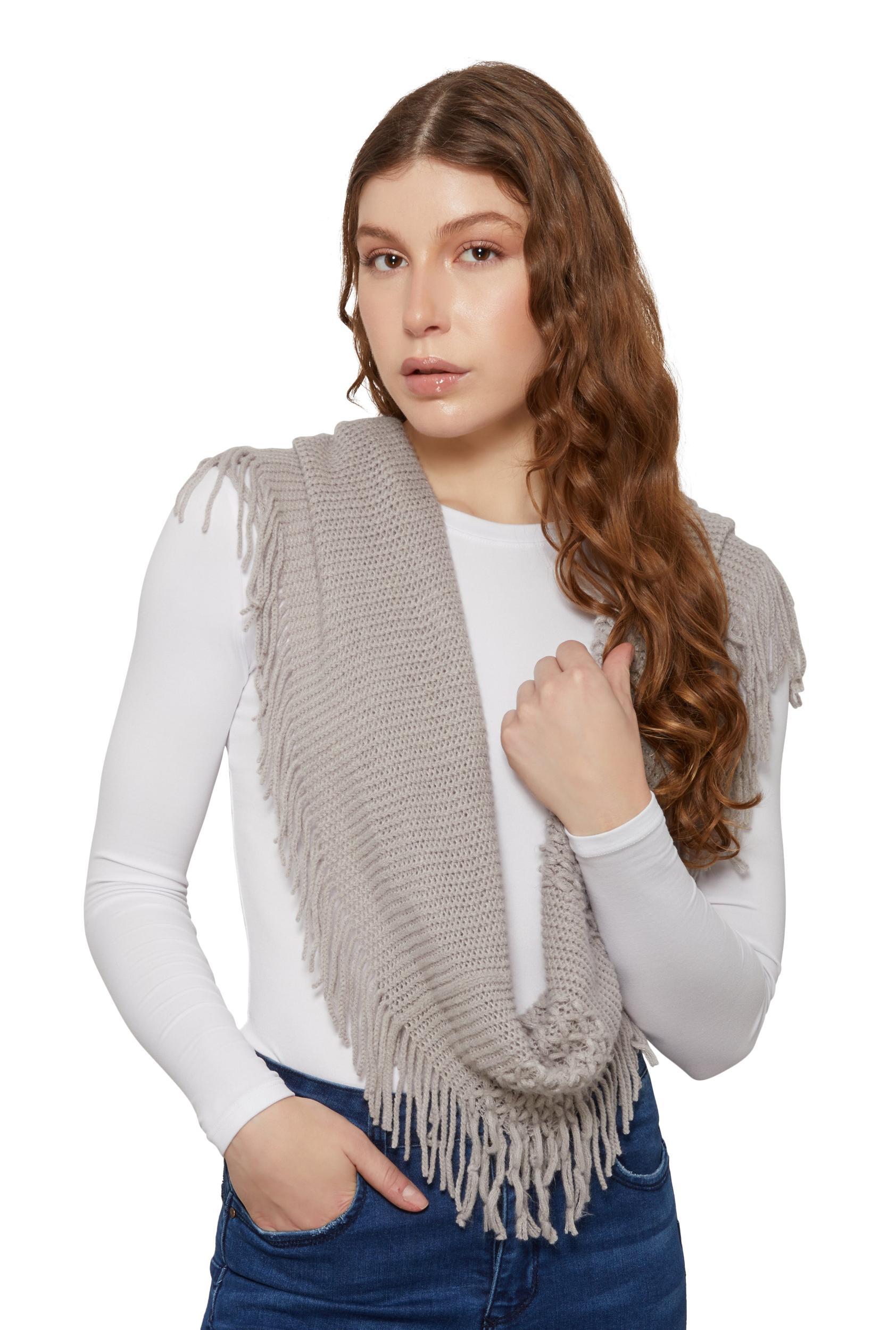 Knitted Fringe Infinity Scarf Female Product Image
