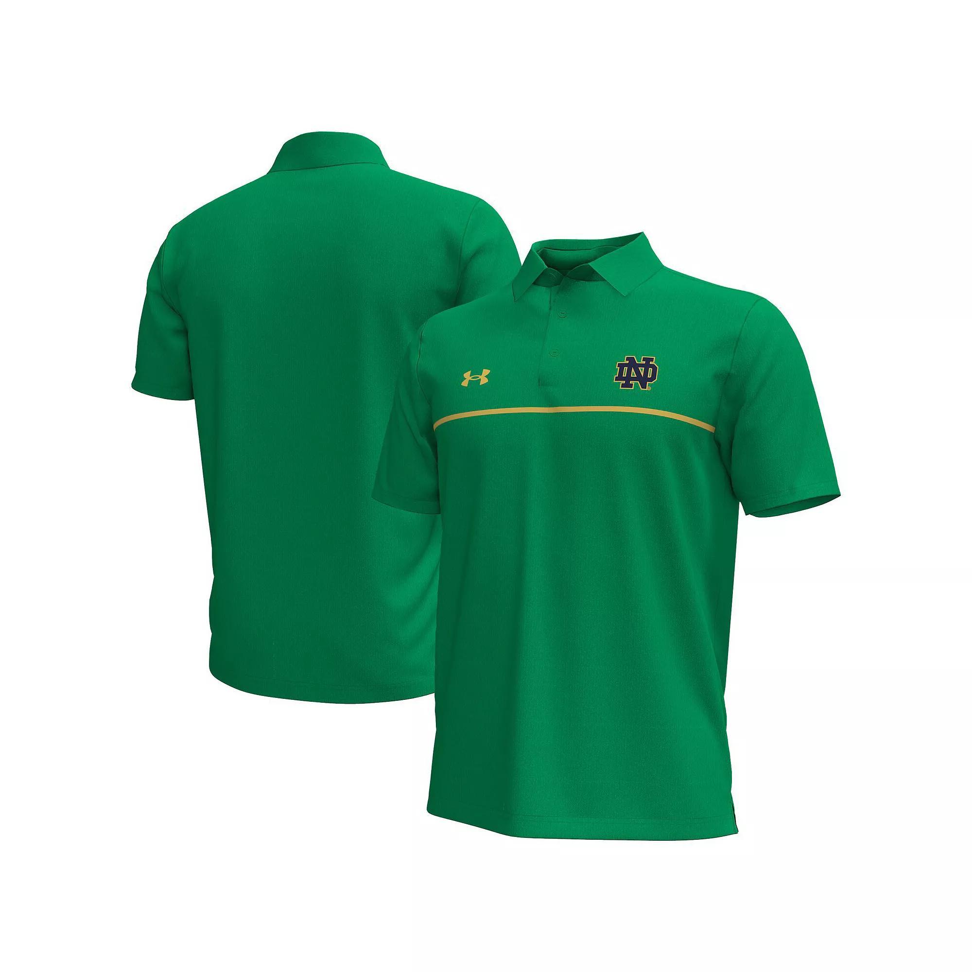 Men's Under Armour Kelly Green Notre Dame Fighting Irish Playoff Chest Stripe Performance Polo, Size: Small Product Image