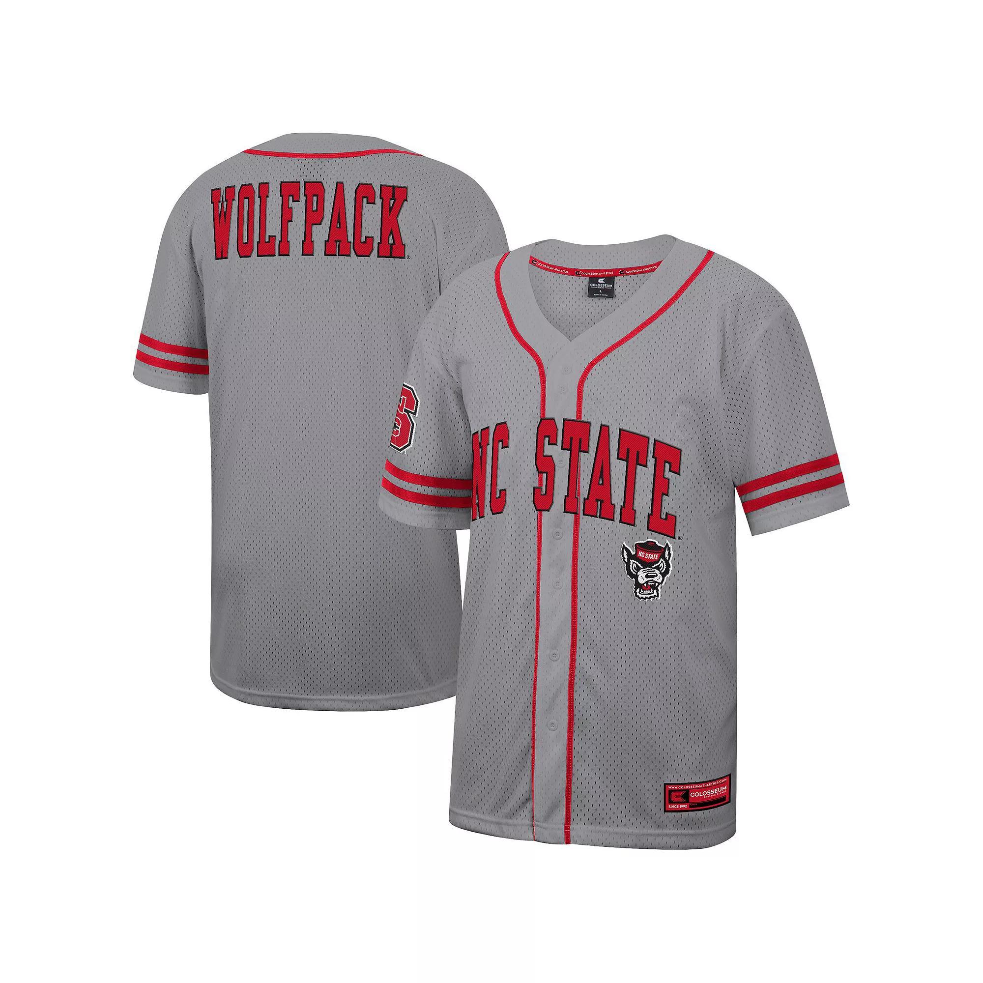 Men's Colosseum Gray NC State Wolfpack Free Spirited Baseball Jersey, Size: Large, Nst Grey Product Image