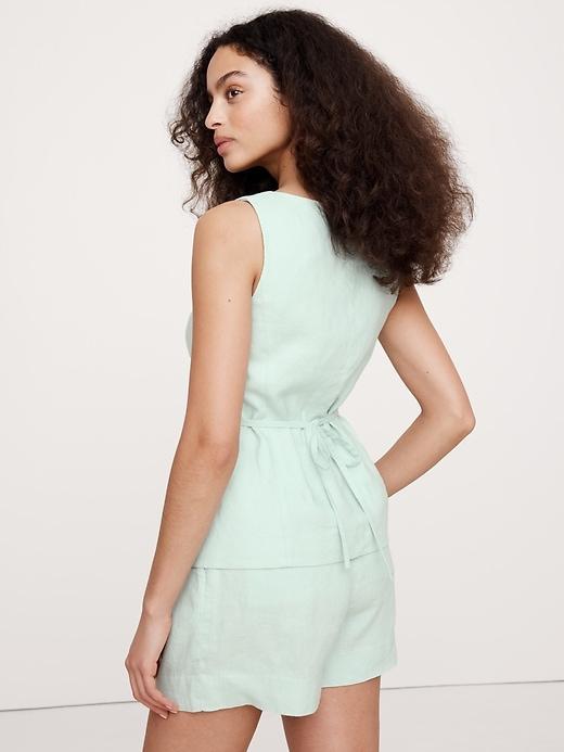 Linen Square-Neck Long Vest Product Image