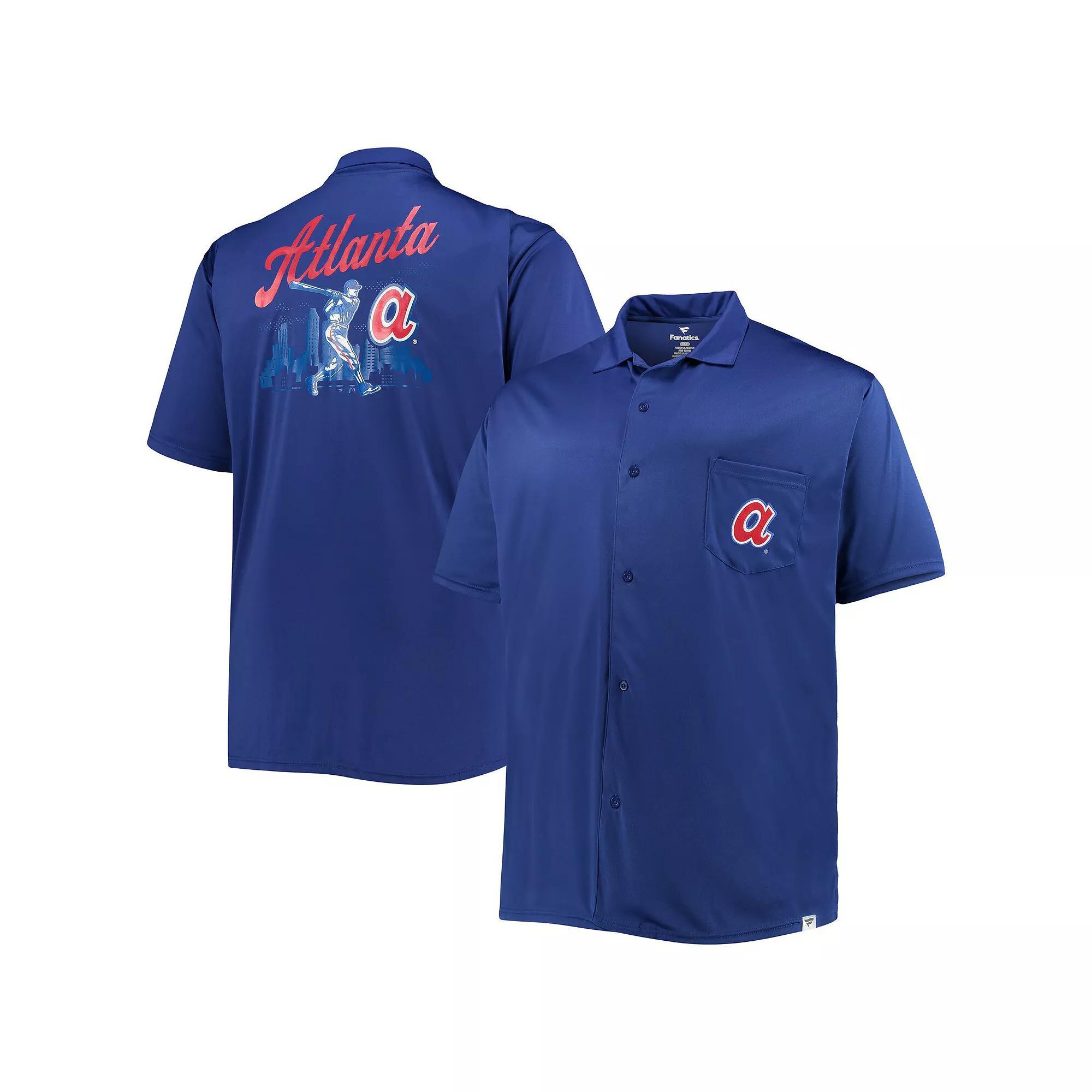Men's Royal Atlanta Braves Big & Tall Button-Up Shirt, Size: 2XB, Blue Product Image