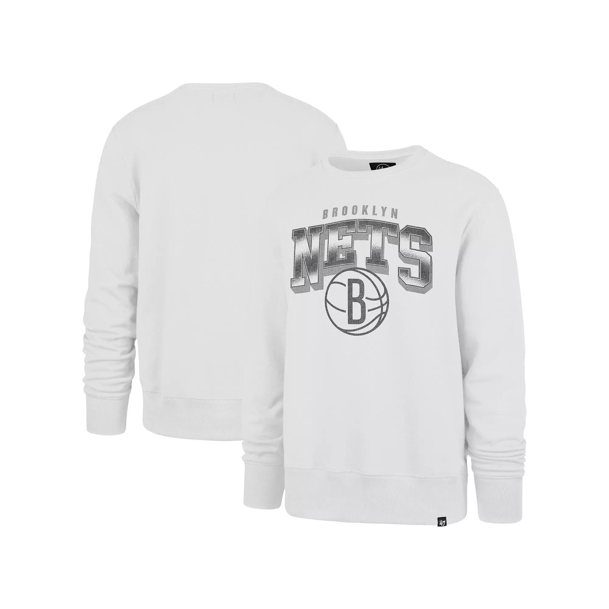 Men's '47 White Brooklyn Nets Spotlight Headline Pullover Sweatshirt, Size: Medium Product Image