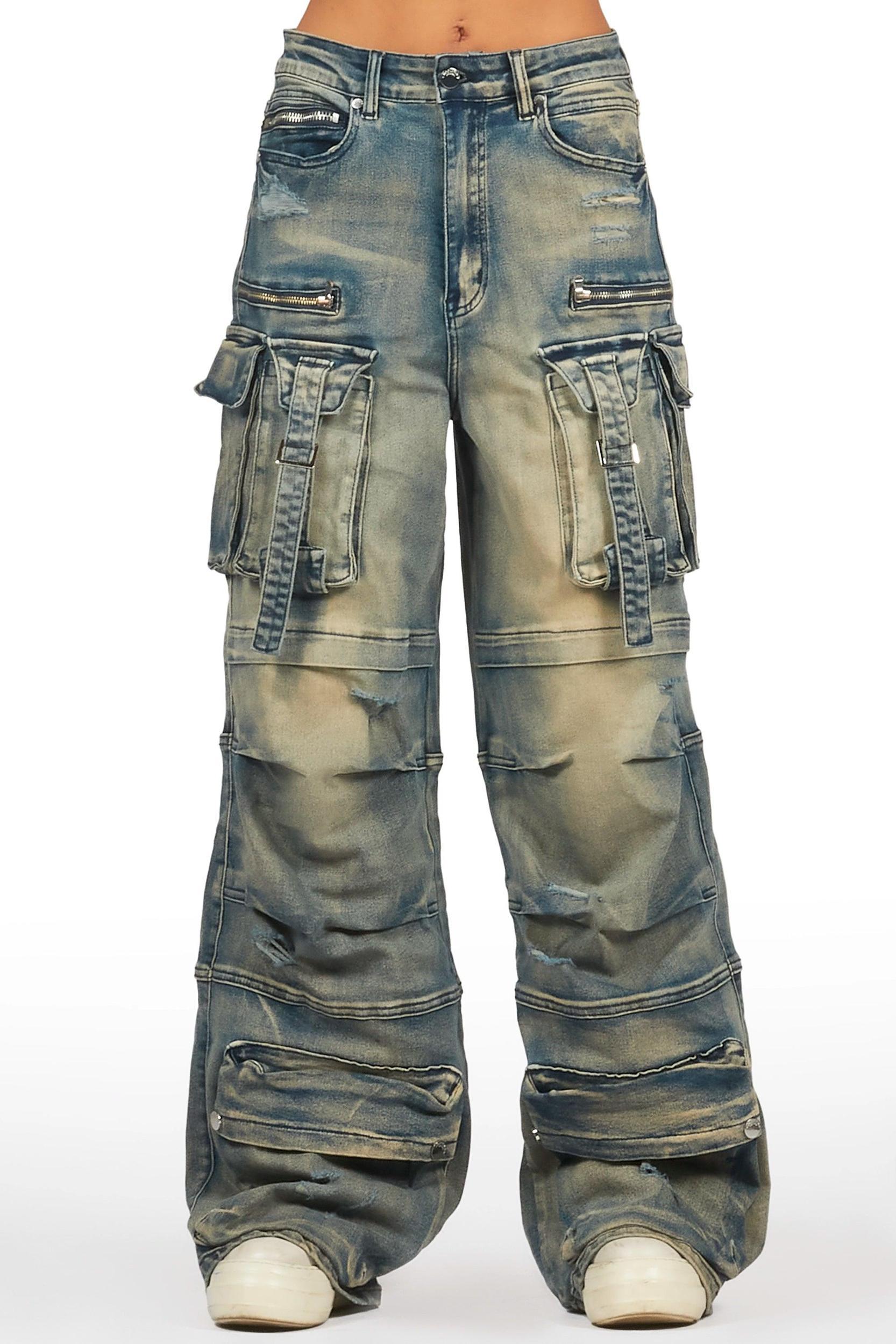 Tarella Tinted Dark Wash Wide Leg Jean Female Product Image