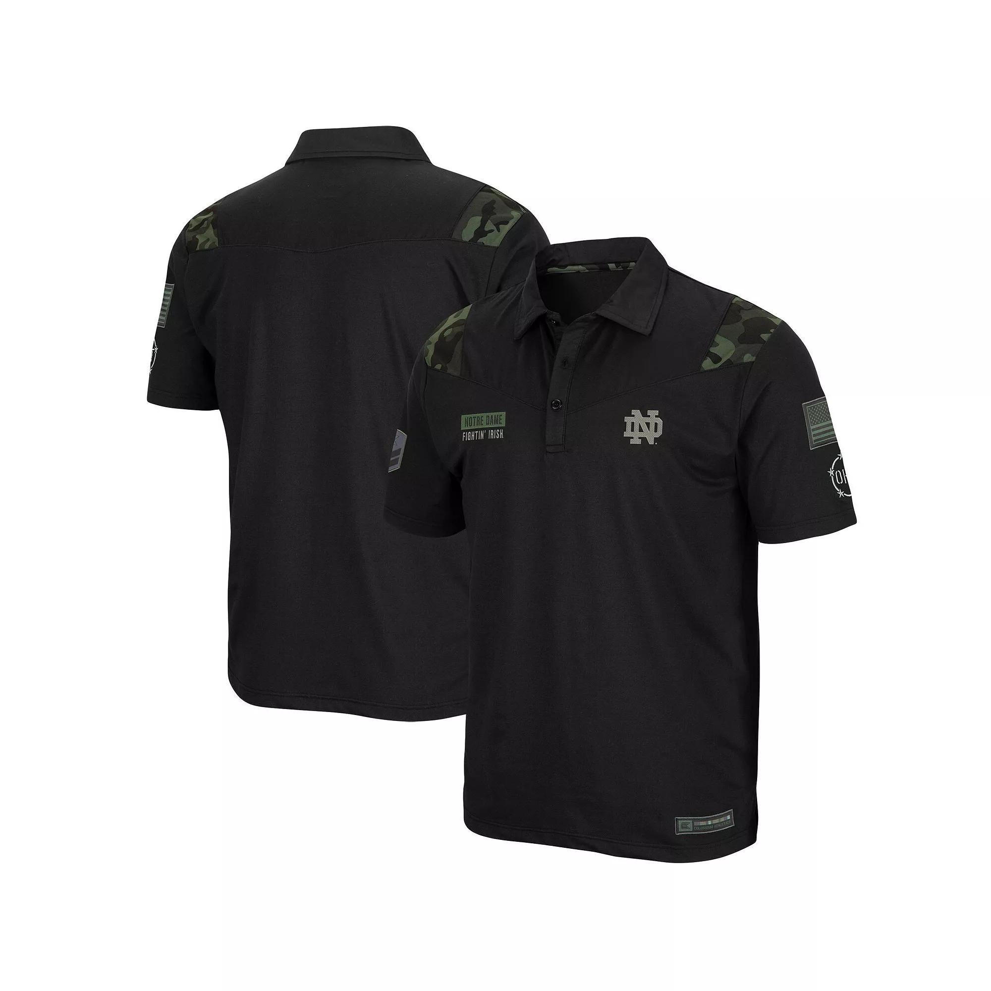 Men's Colosseum Black Notre Dame Fighting Irish OHT Military Appreciation Sierra Polo, Size: Medium Product Image