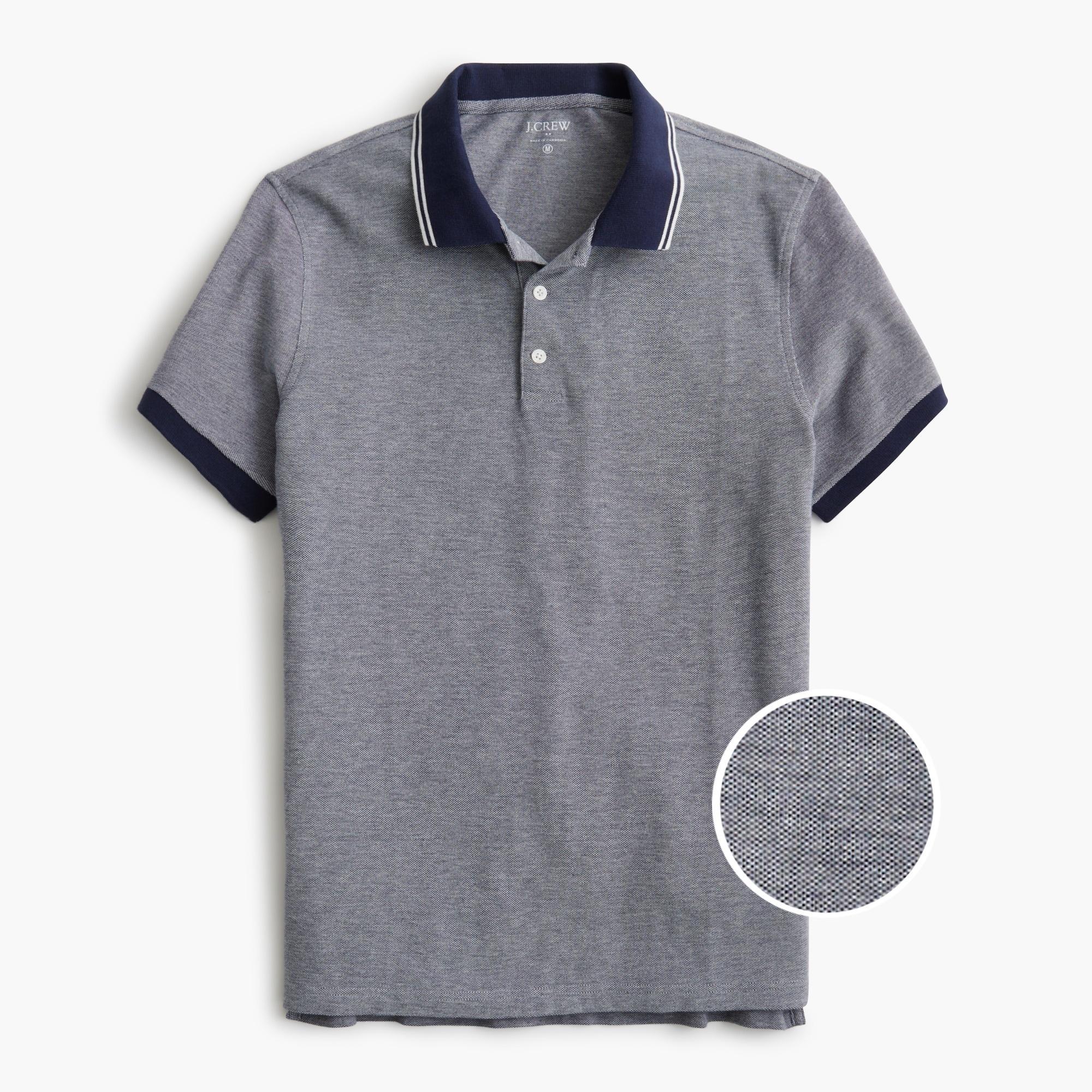 Tipped bird's-eye piqué polo shirt Product Image