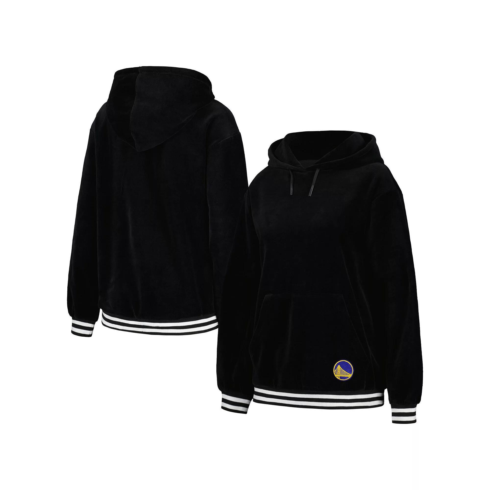 Women's Lusso Black Golden State Warriors Nellie Oversized Velour Pullover Hoodie, Size: XL Product Image