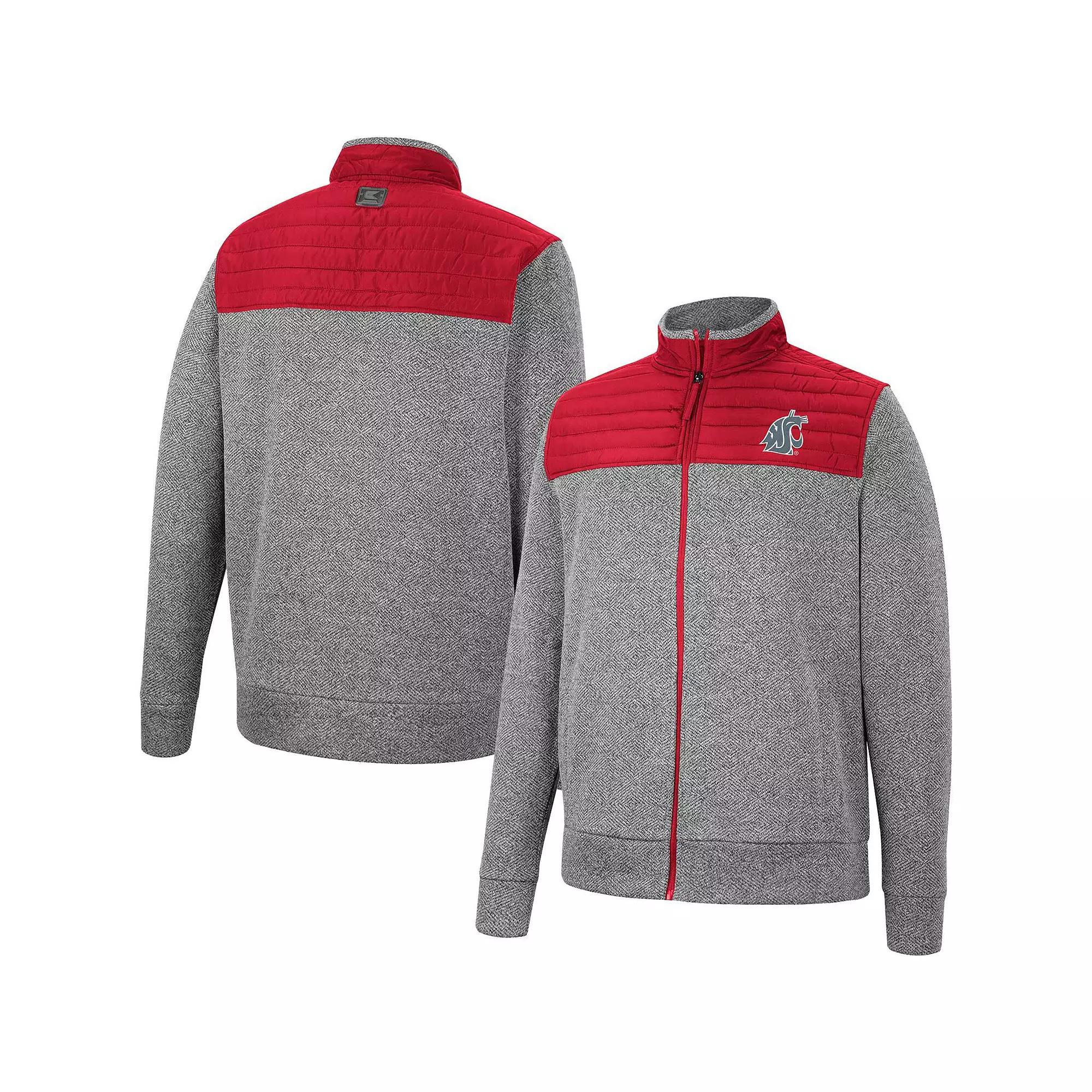 Men's Colosseum Charcoal/Crimson Washington State Cougars Putter Herringbone Full-Zip Jacket, Size: Medium, Wsc Charco Product Image